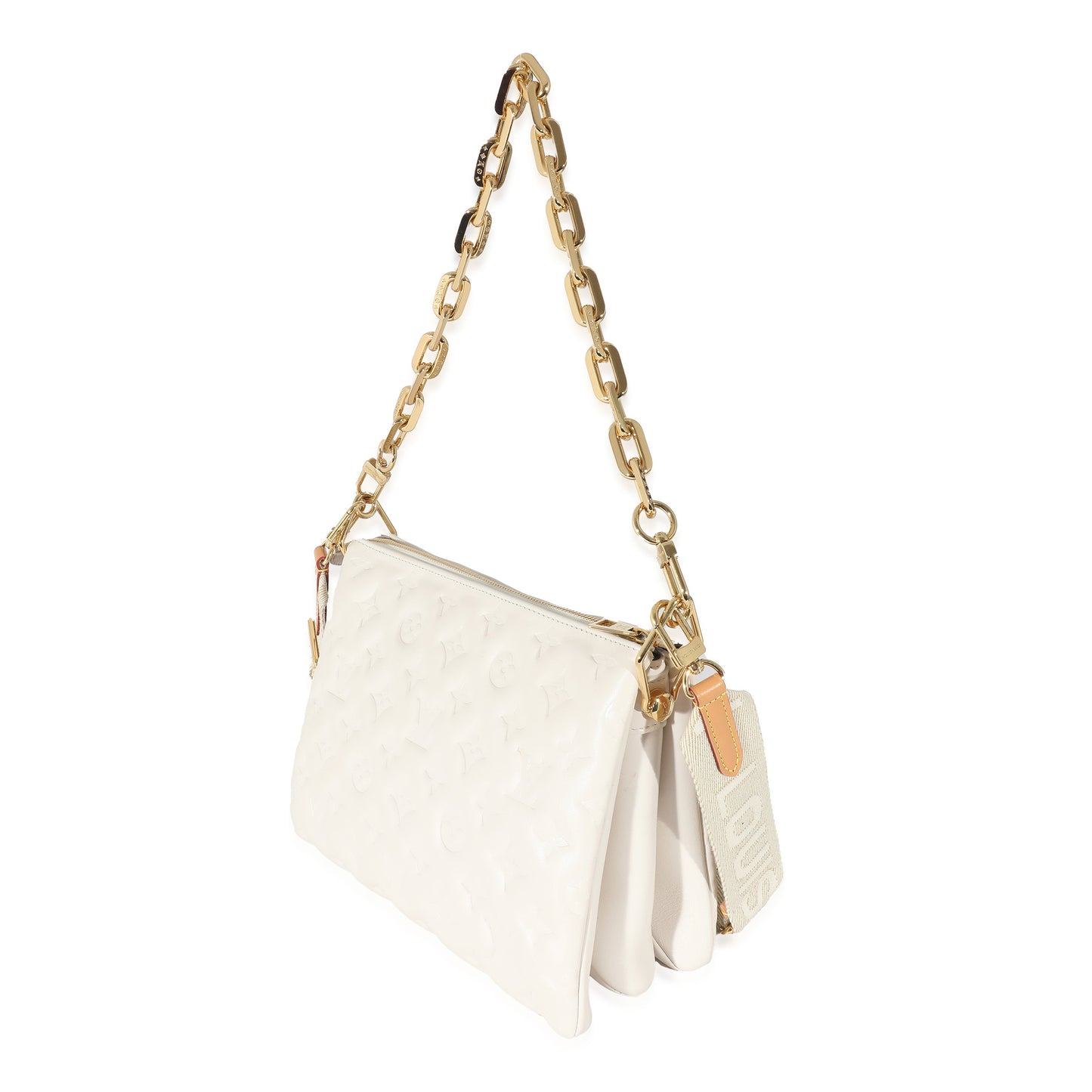 Louis Vuitton Louis Vuitton Cream Puffy Lambskin Monogram Coussin PM