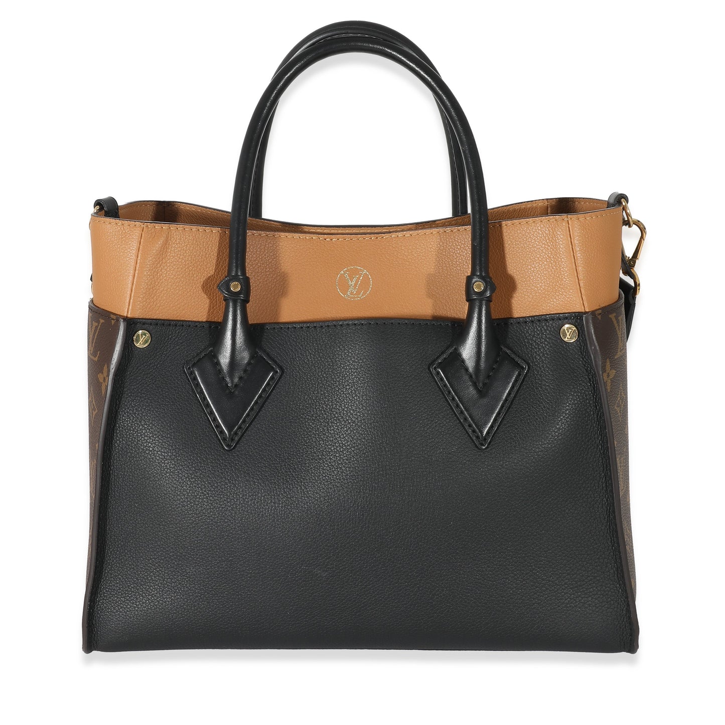 Louis Vuitton Louis Vuitton Black Calfskin Monogram On My Side MM