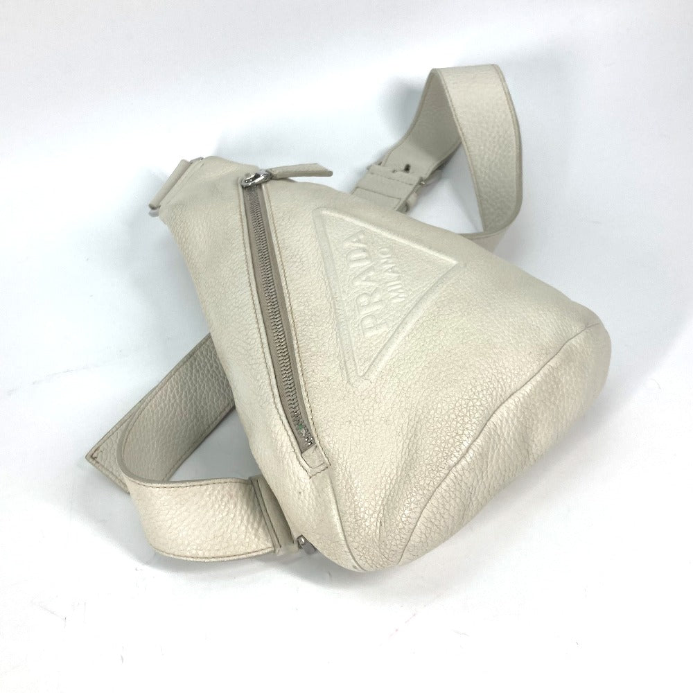 PRADA Sling bag 2VZ098 leather white Triangle logo Cross Vitello Dino Leather Bag mens