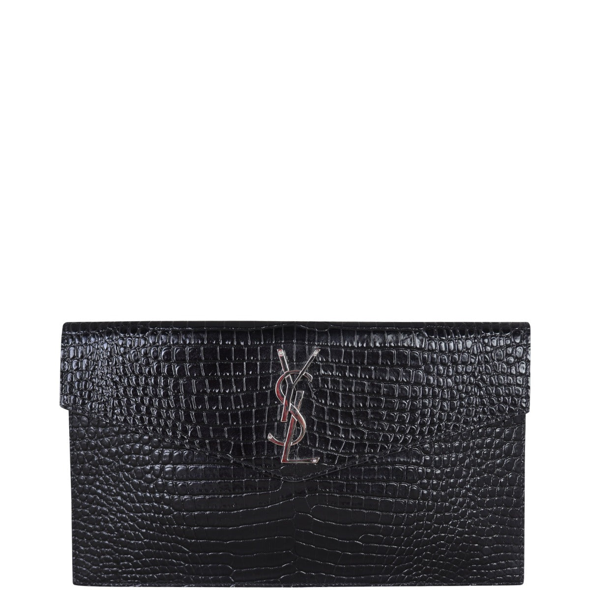 Saint Laurent Uptown Pouch Croc-Embossed