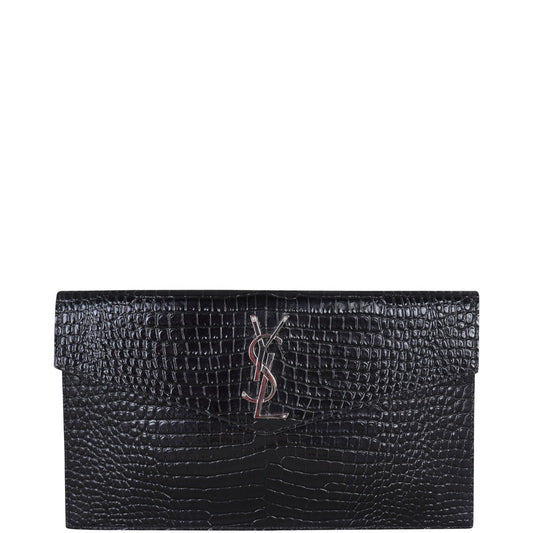 Saint Laurent Uptown Pouch Croc-Embossed