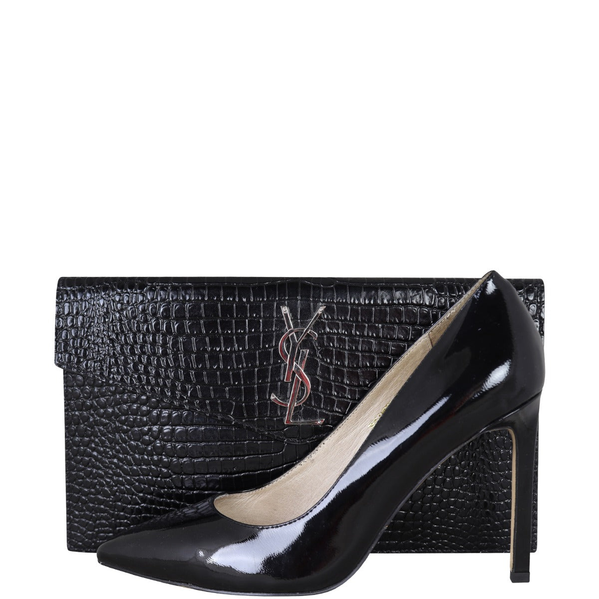 Saint Laurent Uptown Pouch Croc-Embossed