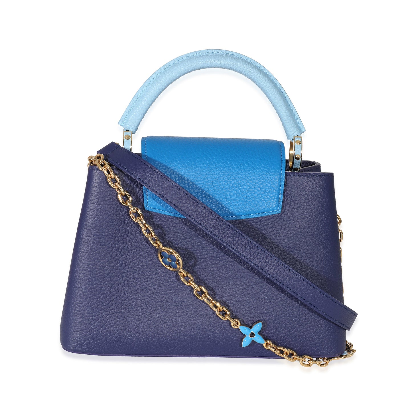 Louis Vuitton Louis Vuitton Taurillon Blue Tan Monogram Flowers Capucines BB