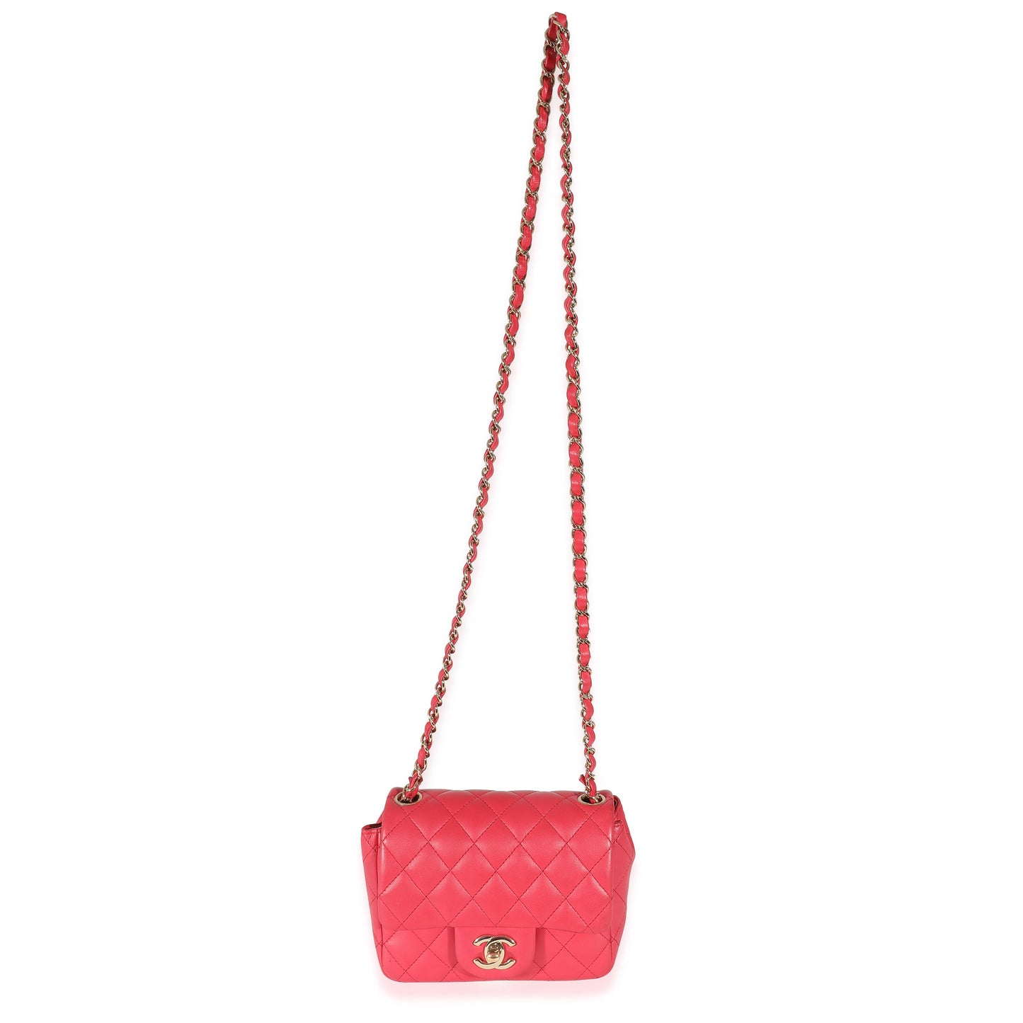 Chanel Dark Pink Quilted Lambskin Mini Square Flap Bag