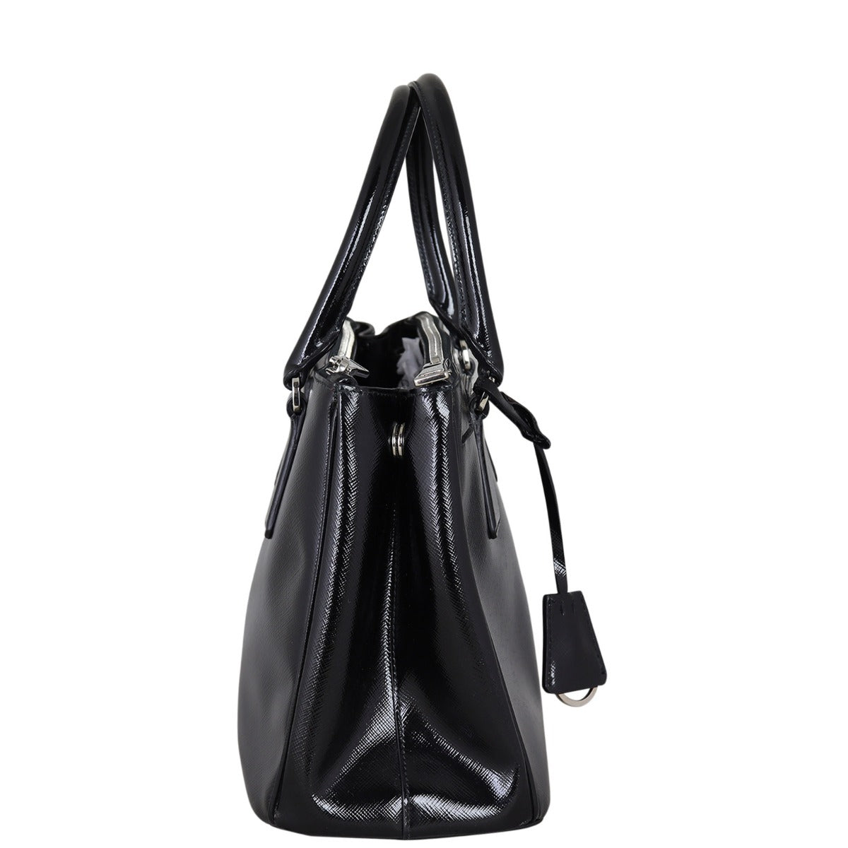 Prada Saffiano Vernice Lux Galleria Double Zip Tote Small