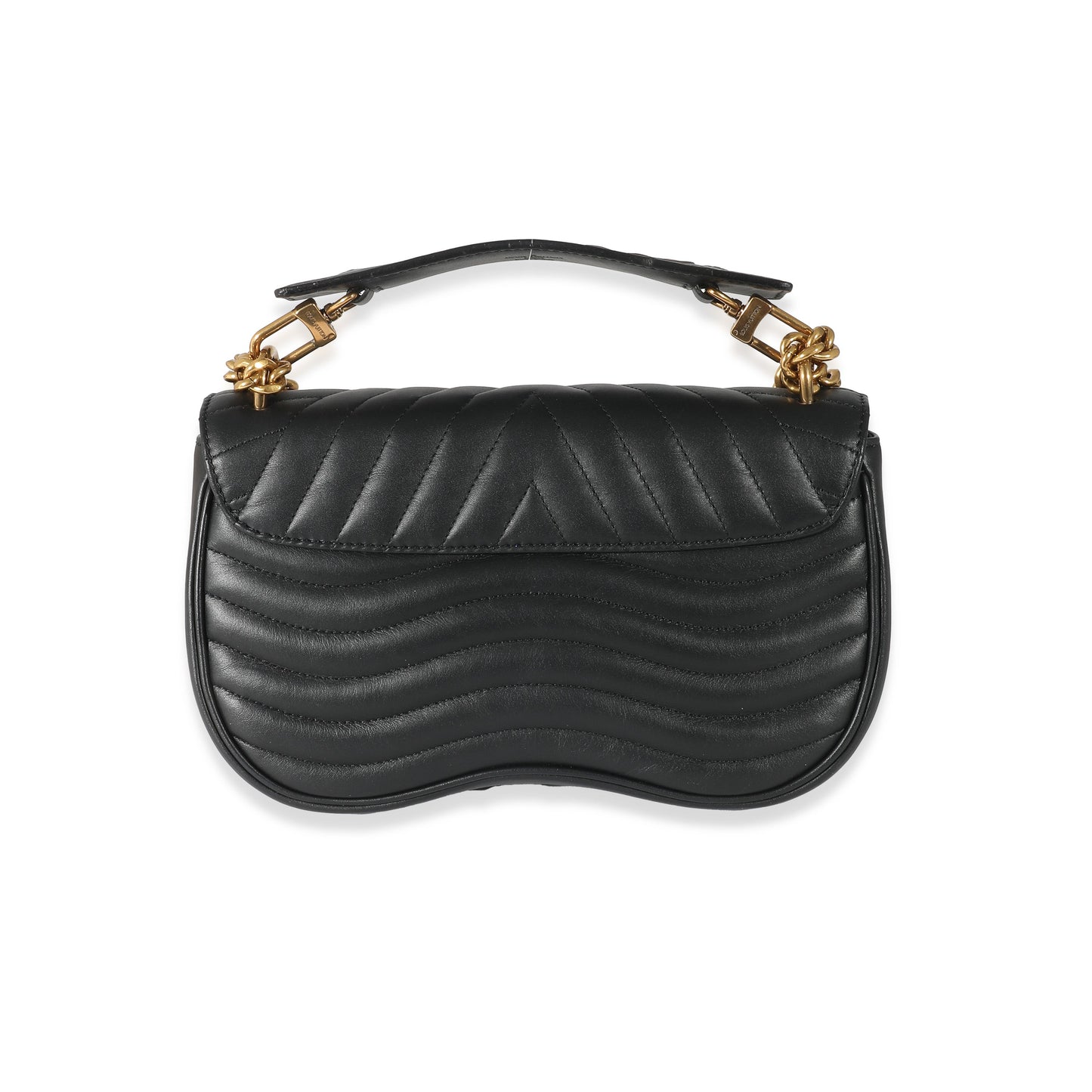 Louis Vuitton Louis Vuitton Black Quilted Leather New Wave Chain