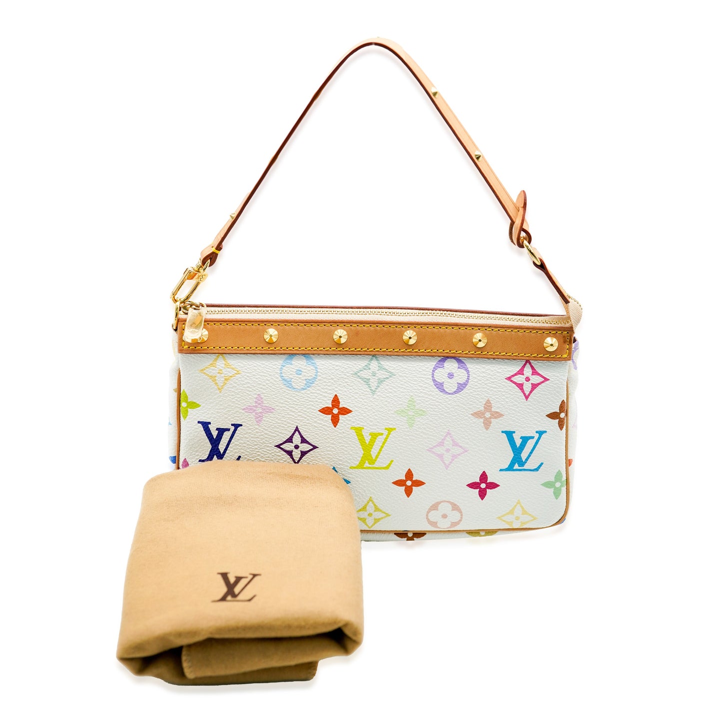 Louis Vuitton Louis Vuitton White Monogram Multicolore Canvas Pochette Accessoires