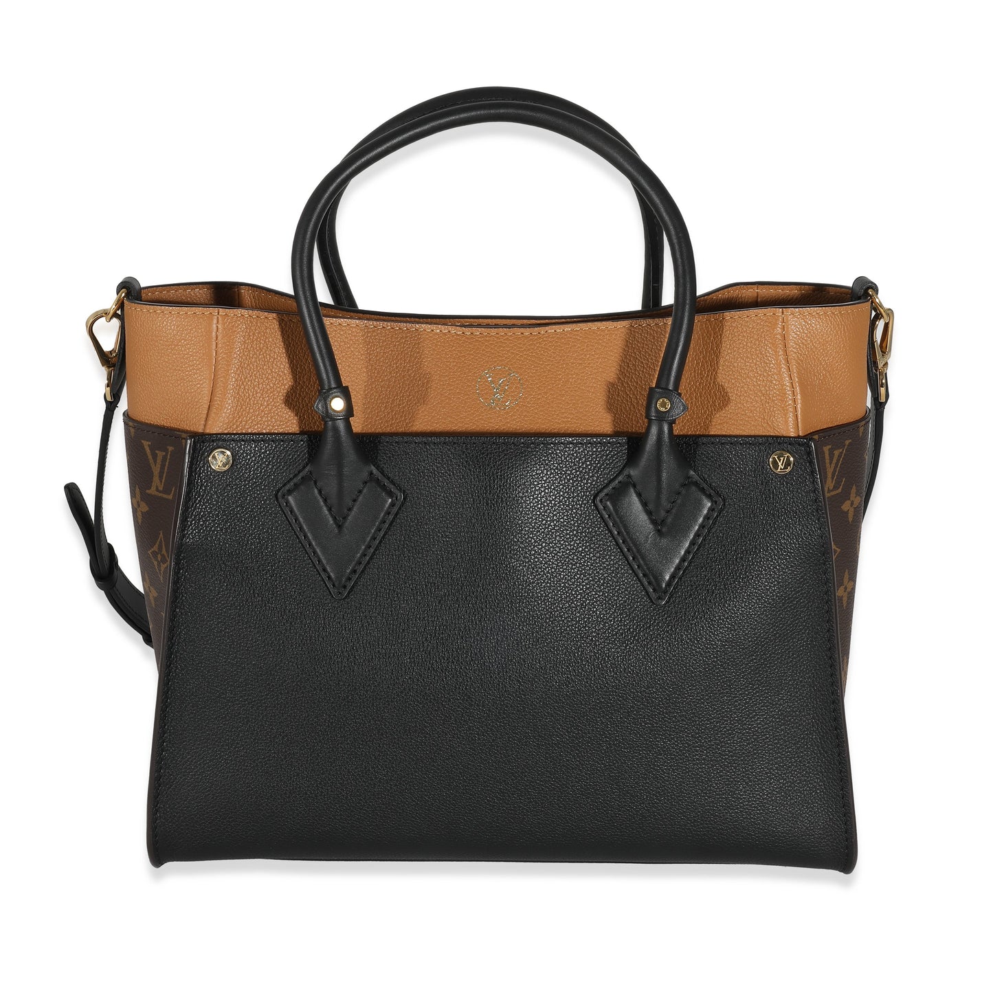Louis Vuitton Louis Vuitton Black Twist Calfskin Monogram Canvas On My Side MM