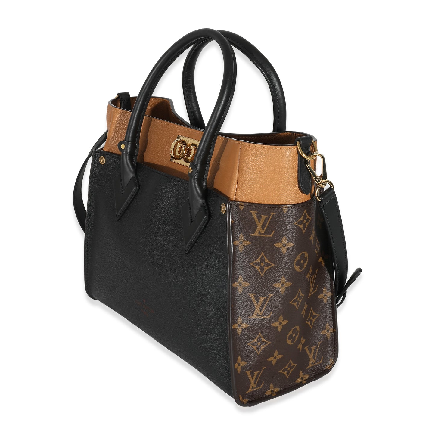 Louis Vuitton Louis Vuitton Black Twist Calfskin Monogram Canvas On My Side MM