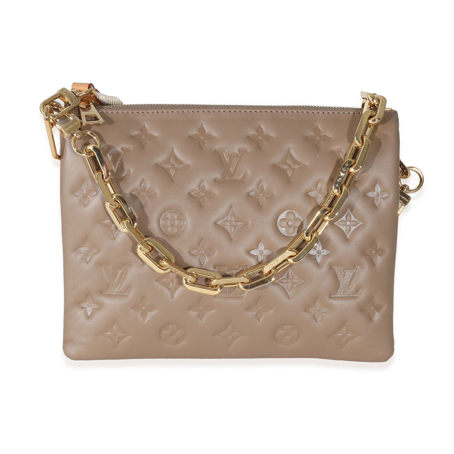 Louis Vuitton Louis Vuitton Taupe Monogram Embossed Lambskin Coussin PM