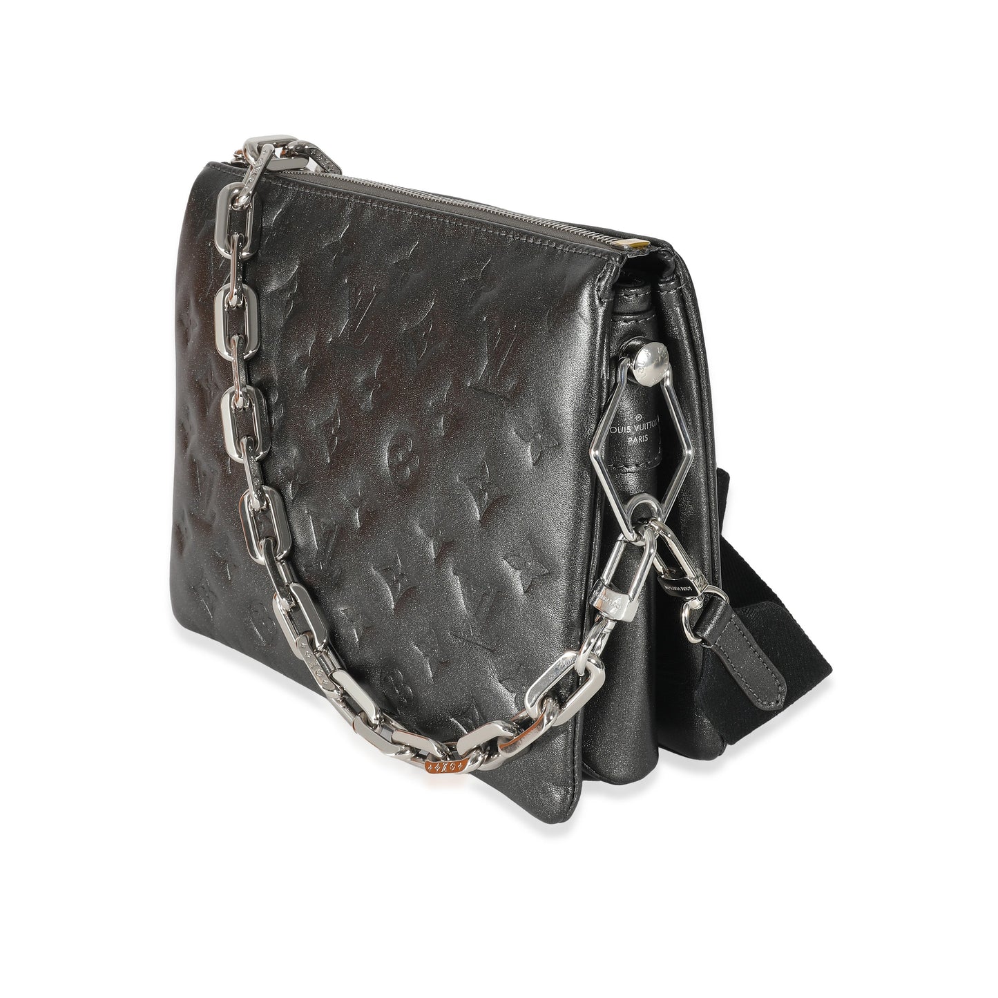 Louis Vuitton Louis Vuitton Anthracite Lambskin Embossed Monogram Coussin PM