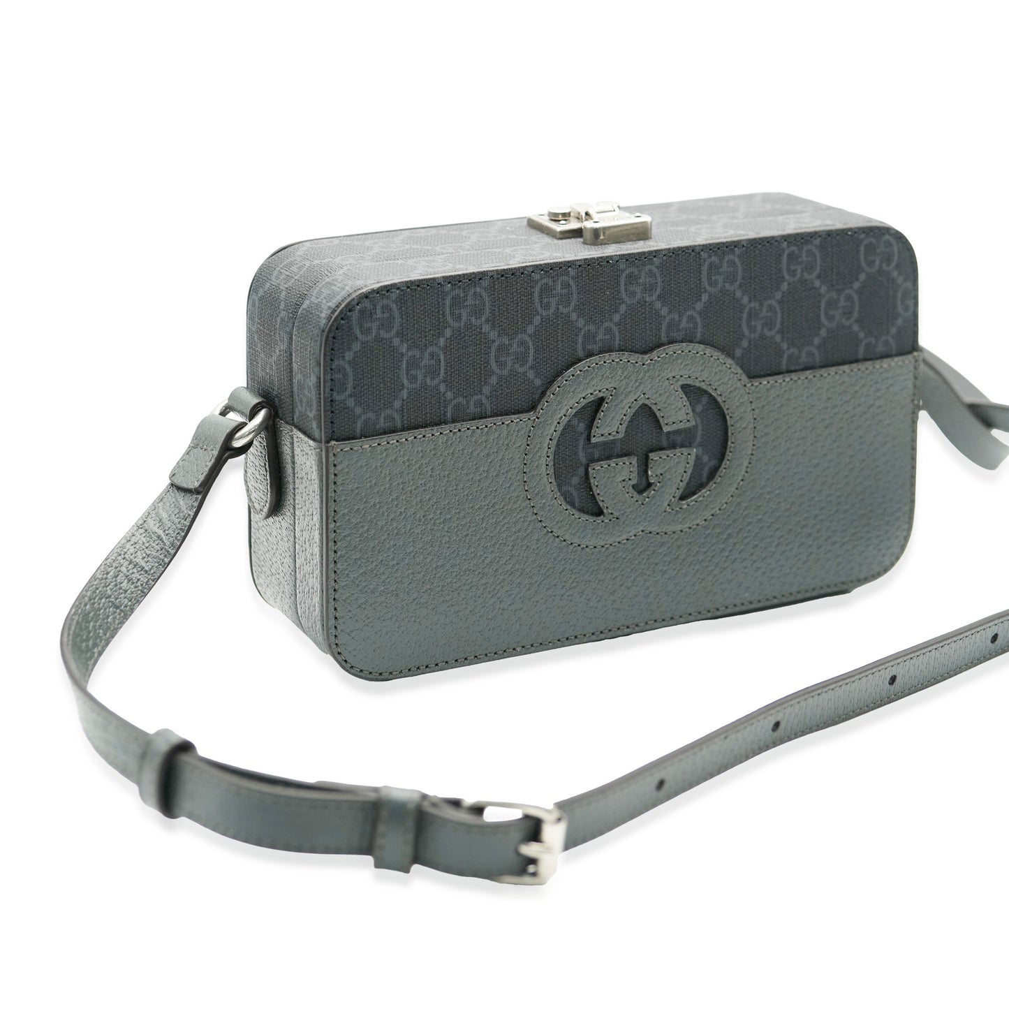 Gucci Grey Calfskin GG Supreme Interlocking G Messenger