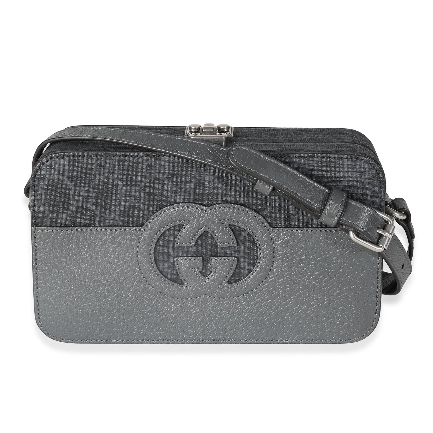 Gucci Grey Calfskin GG Supreme Interlocking G Messenger