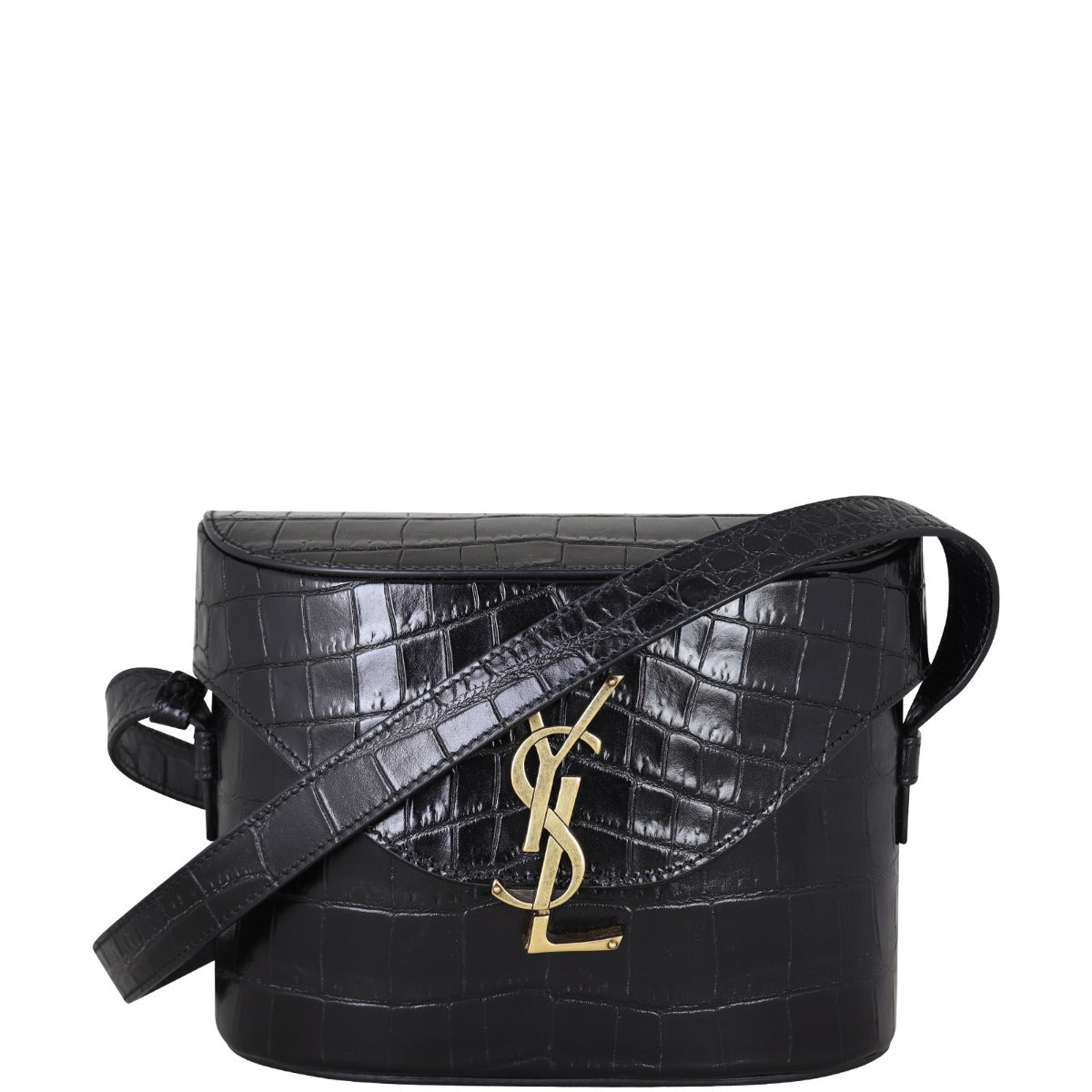 Saint Laurent June Box Bag Croc-Embossed