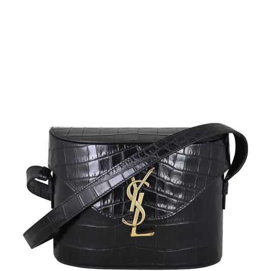 Saint Laurent June Box Bag Croc-Embossed