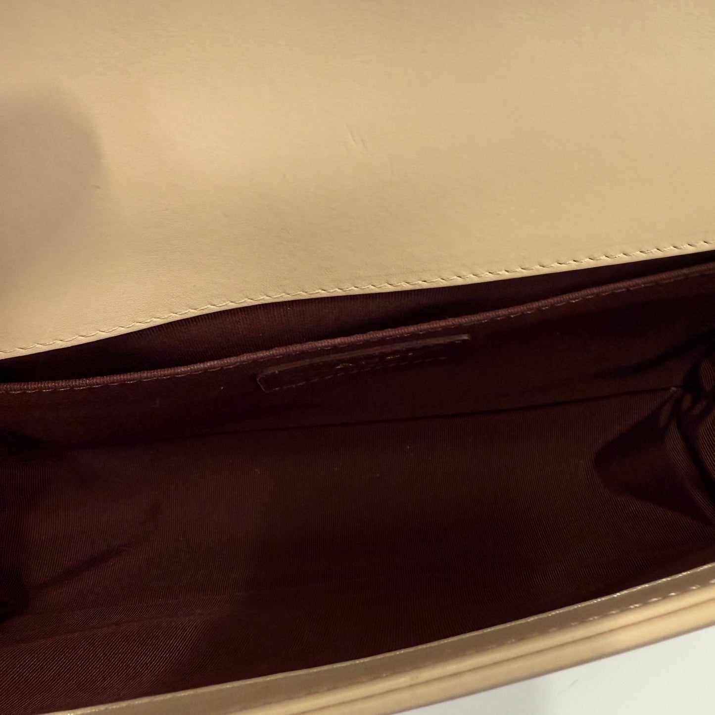 Chanel Beige Caviar Suede Calfskin Chevron Medium Boy Handbag