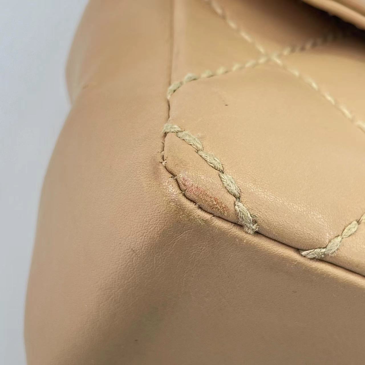 Chanel Wild Stitch Flap Beige Leather with Stitching Detail
