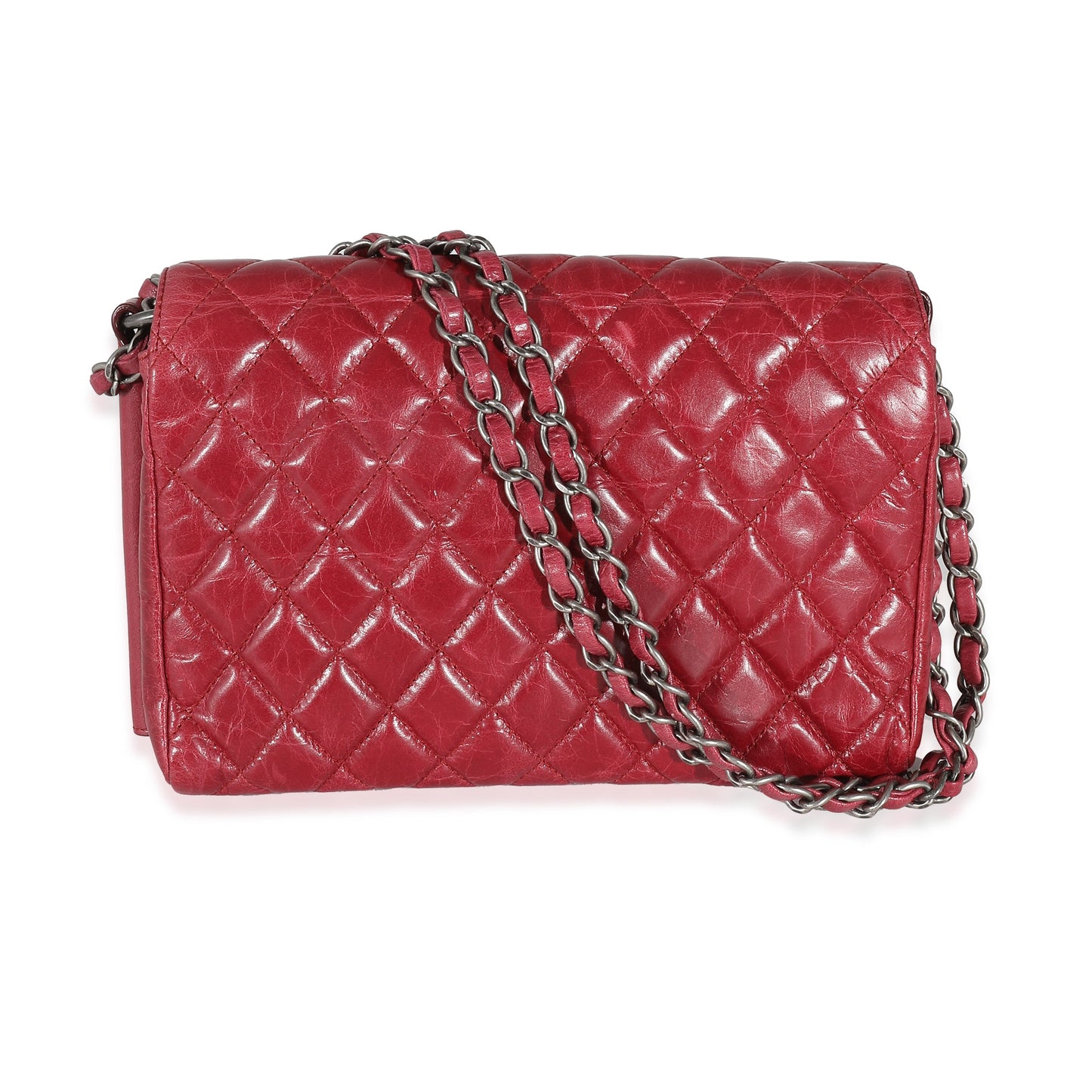 Chanel 12P Red Glazed Calfskin Veau Brilliante Flap Bag