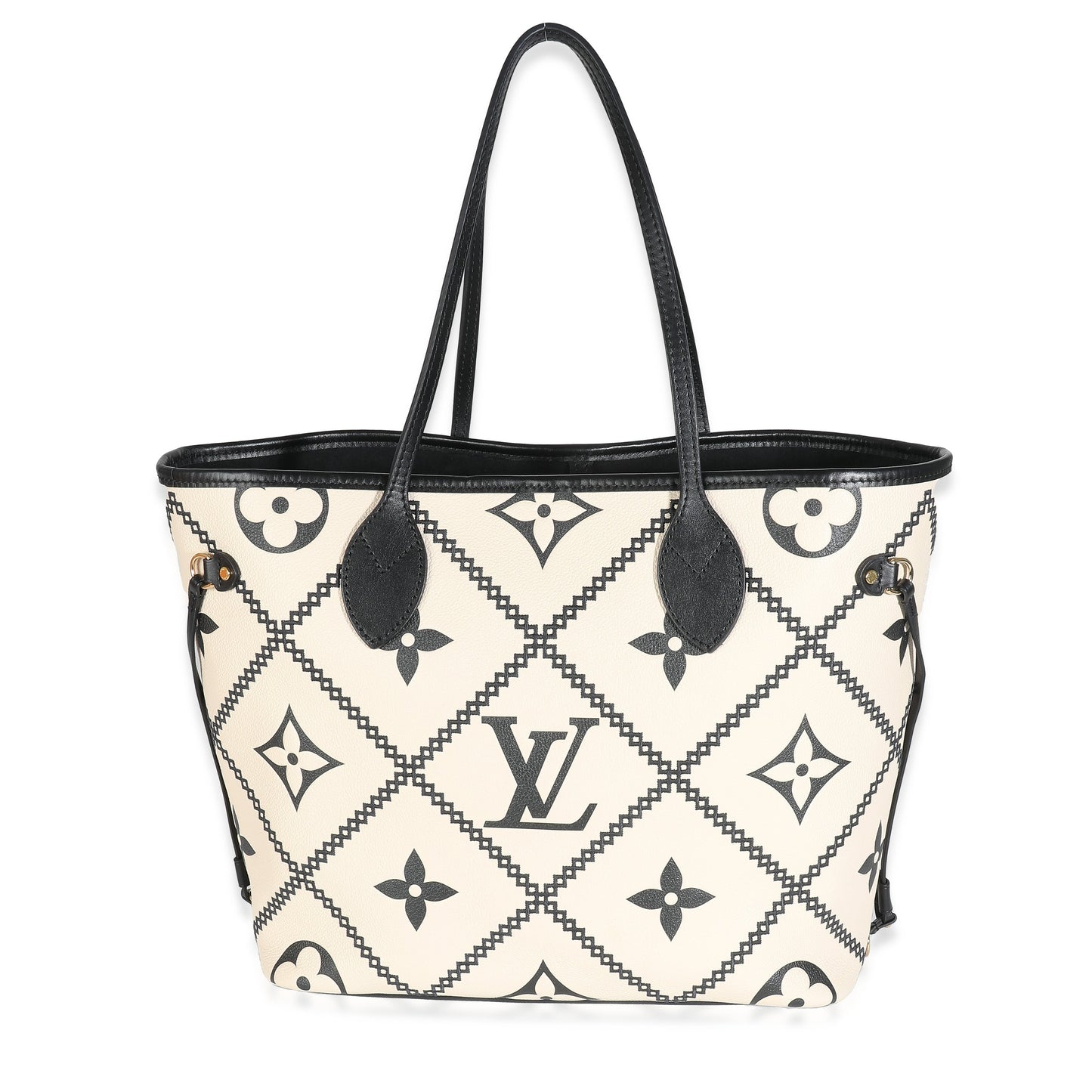 Louis Vuitton  Cream Black Empreinte Monogram Giant Broderies Neverfull MM