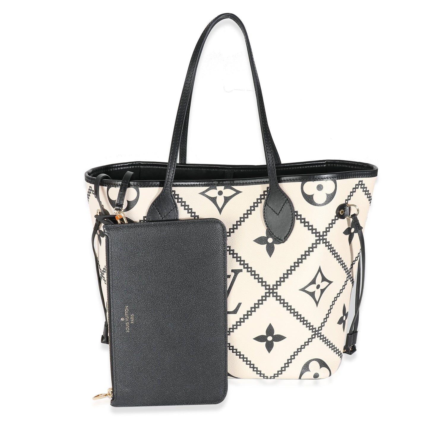 Louis Vuitton  Cream Black Empreinte Monogram Giant Broderies Neverfull MM