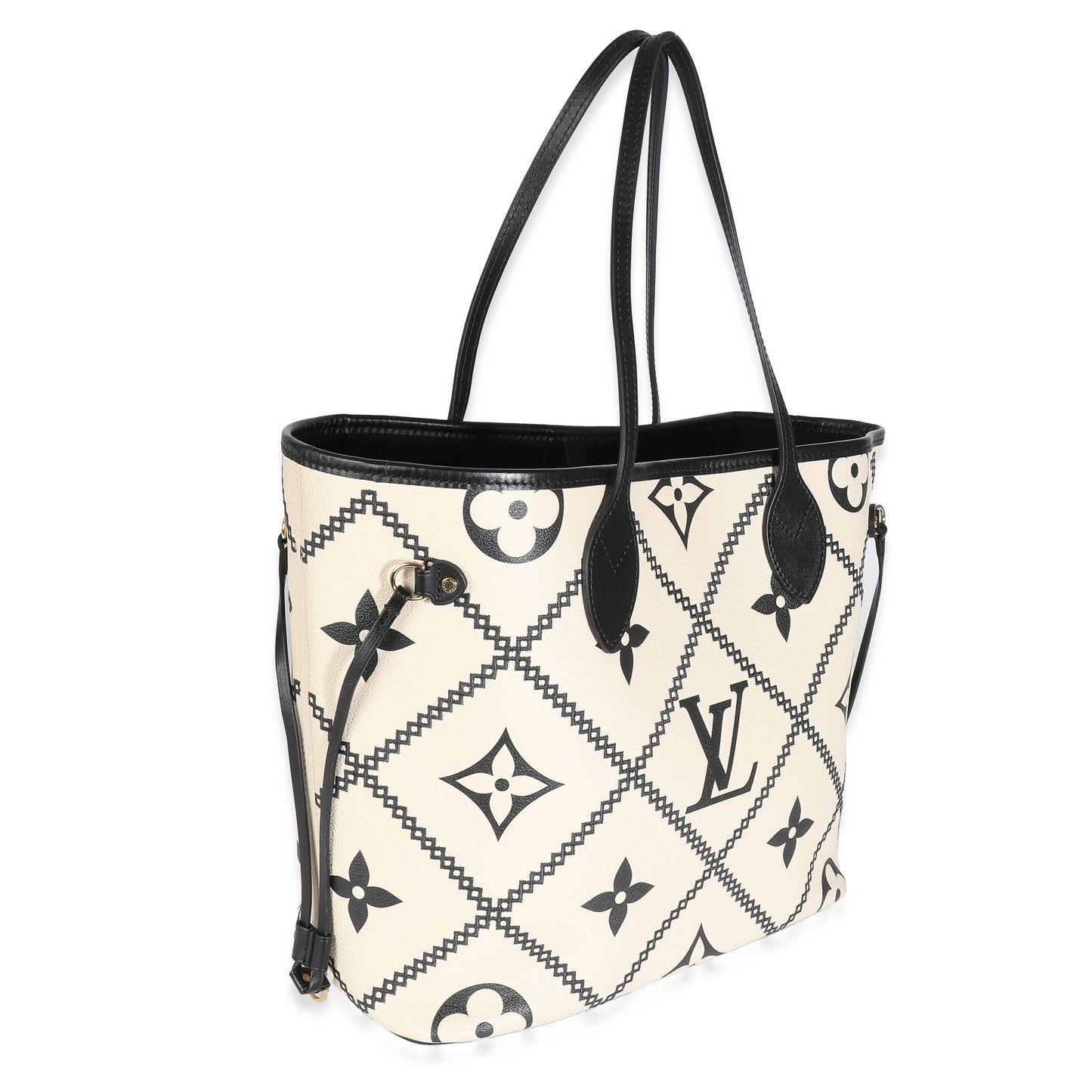 Louis Vuitton  Cream Black Empreinte Monogram Giant Broderies Neverfull MM