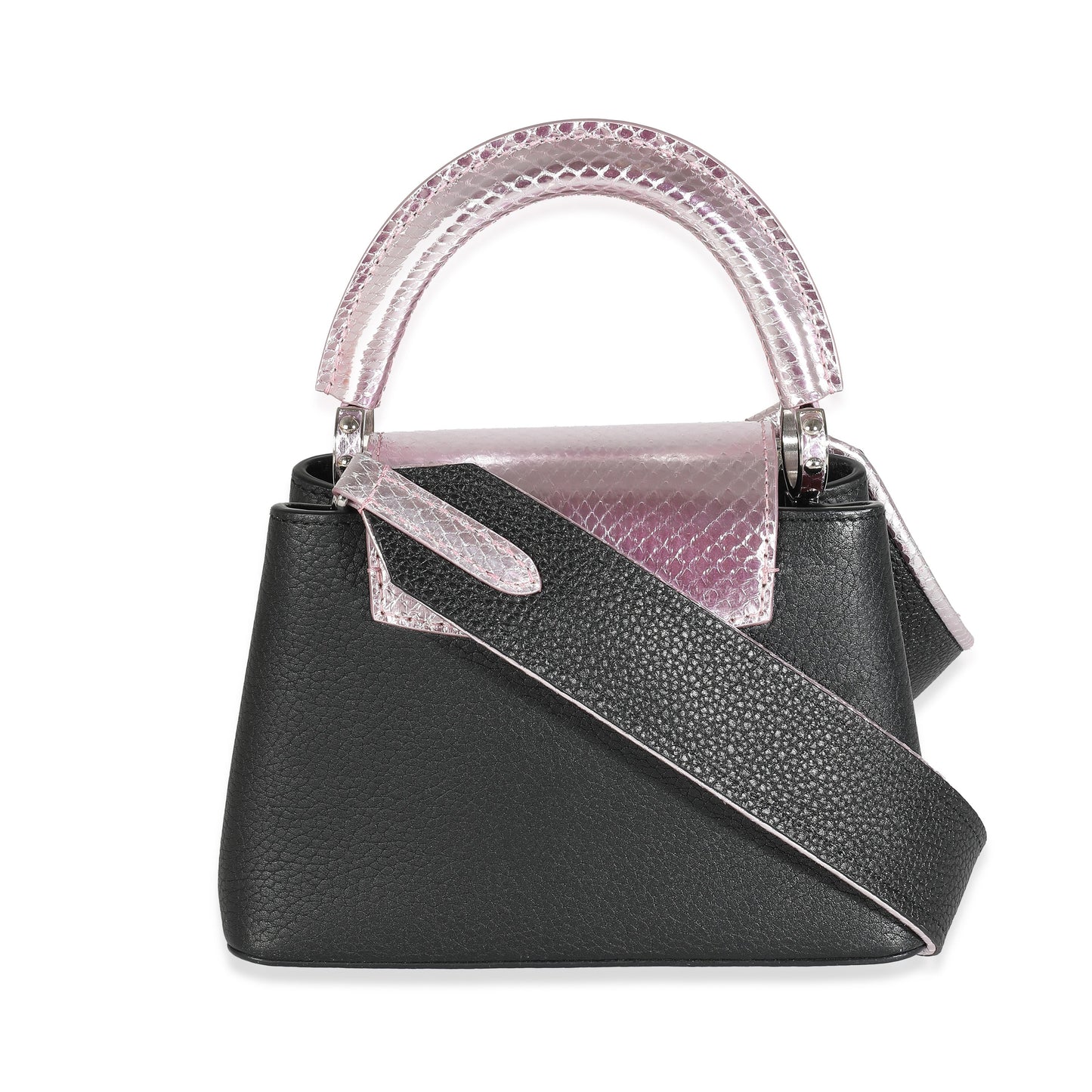 Louis Vuitton  Black Taurillon Pink Python Mini Capucines