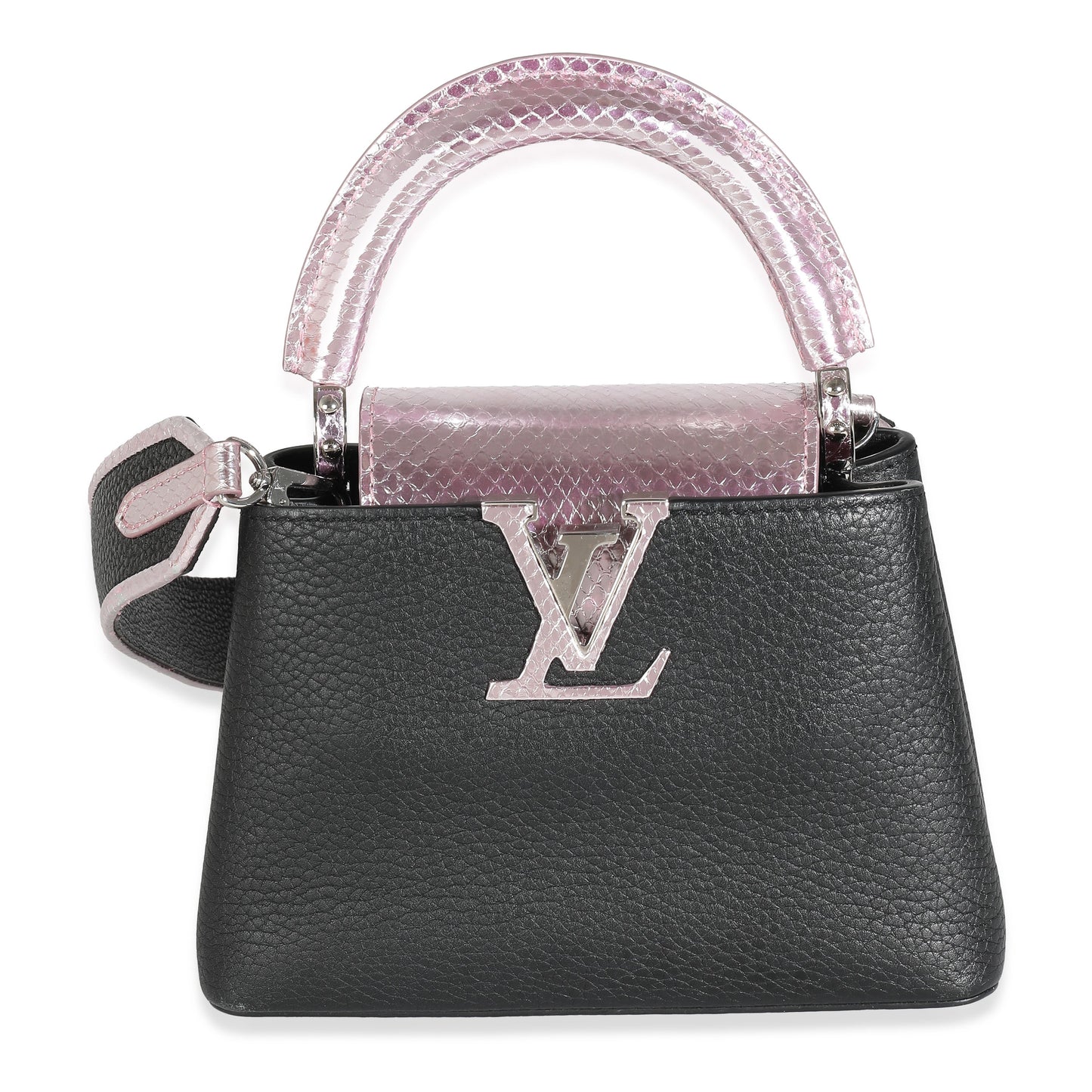 Louis Vuitton  Black Taurillon Pink Python Mini Capucines