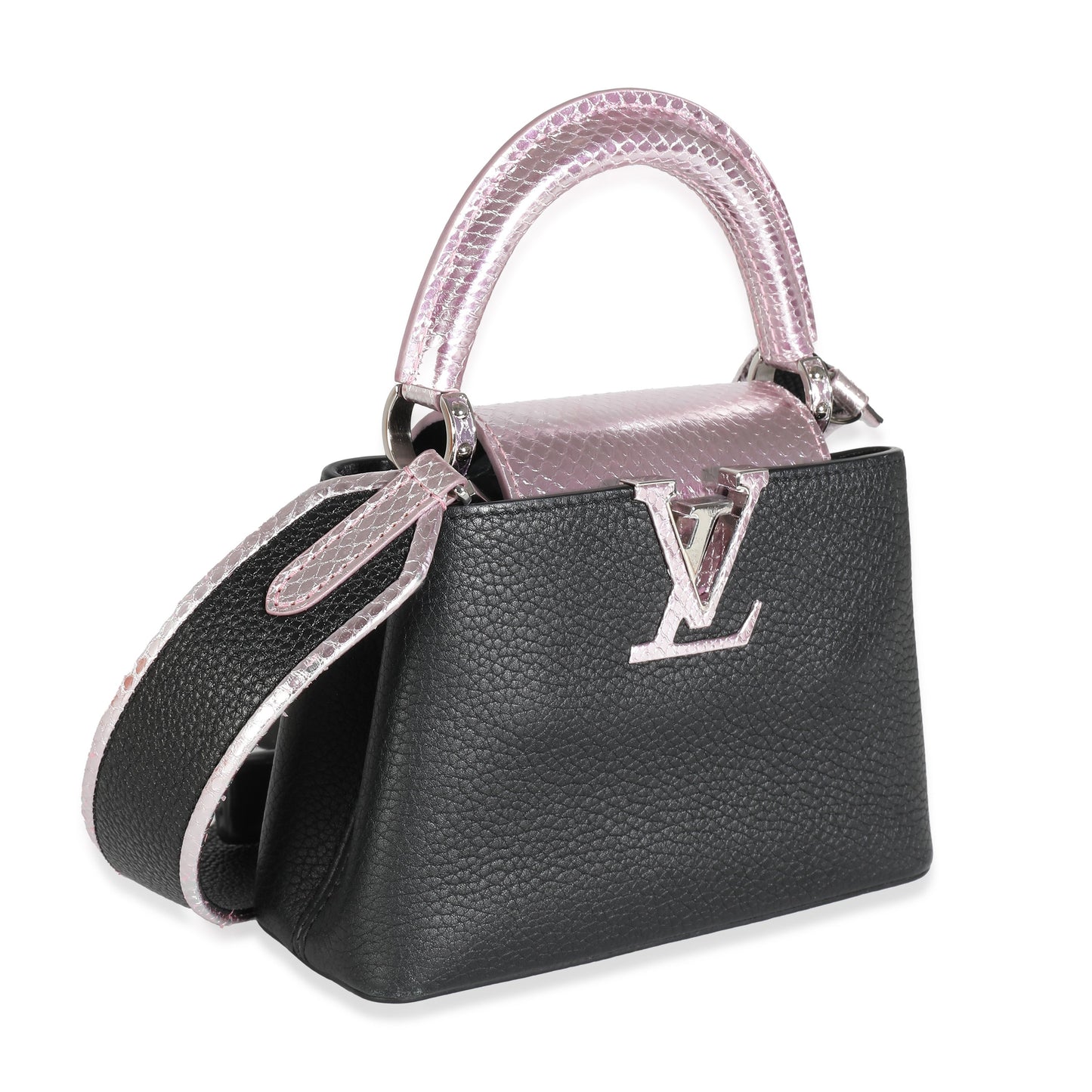 Louis Vuitton  Black Taurillon Pink Python Mini Capucines