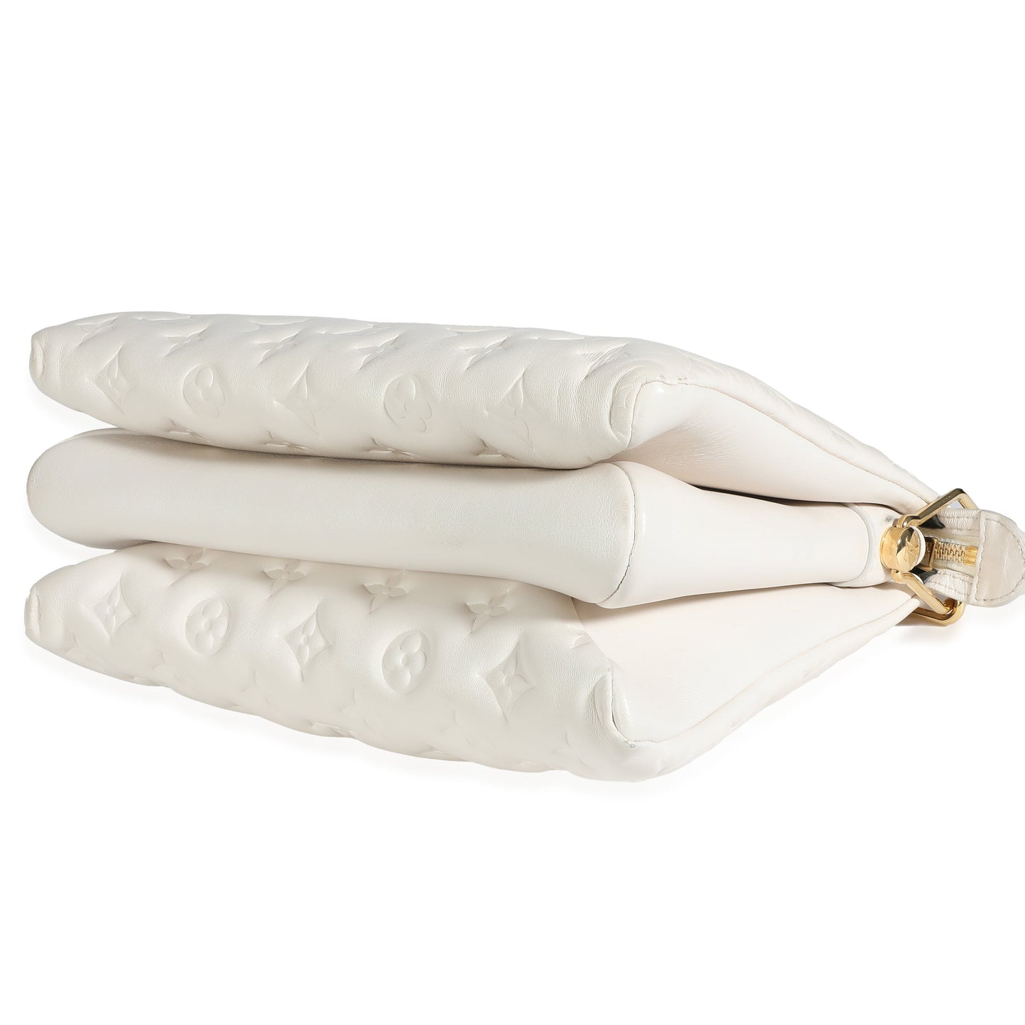 Louis Vuitton Cream Puffy Lambskin Monogram Coussin PM