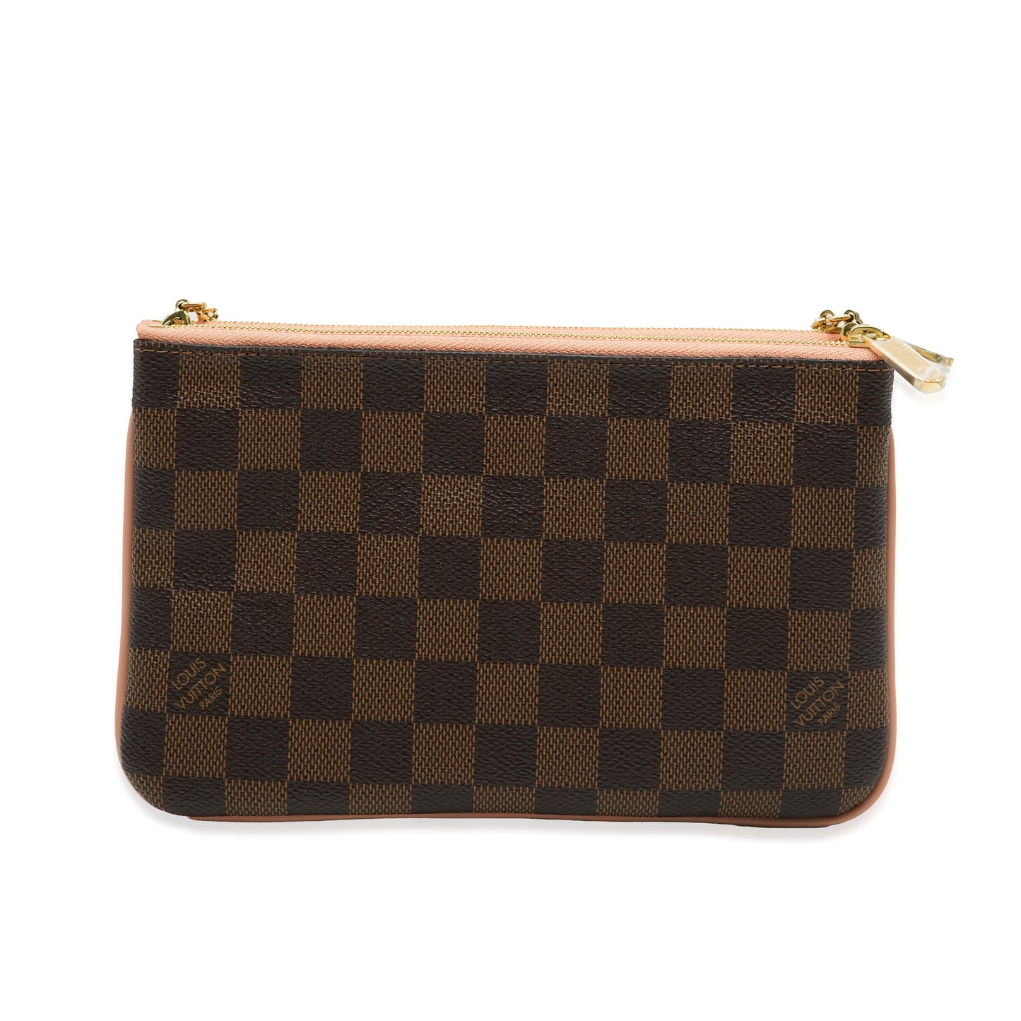 Louis Vuitton  Pink Damier Ebene Canvas Double Zip Pochette