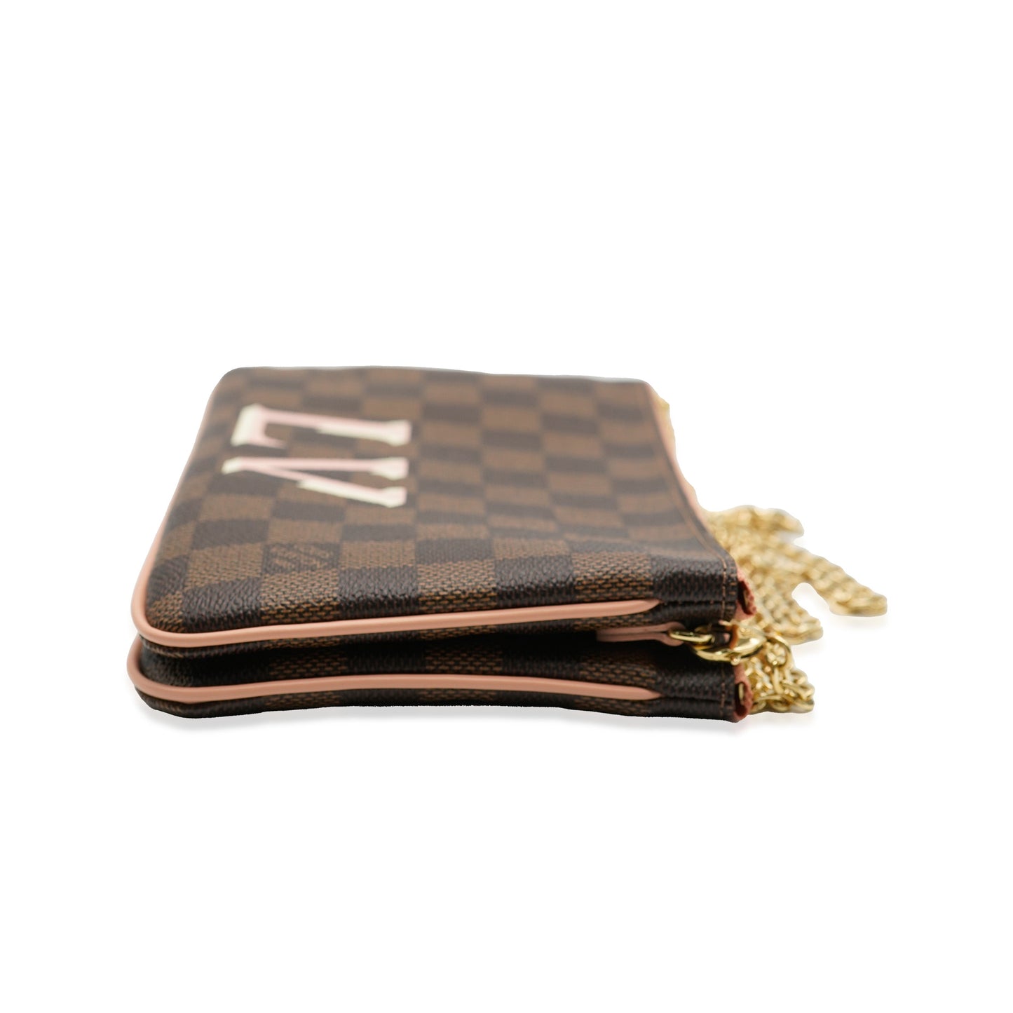 Louis Vuitton  Pink Damier Ebene Canvas Double Zip Pochette