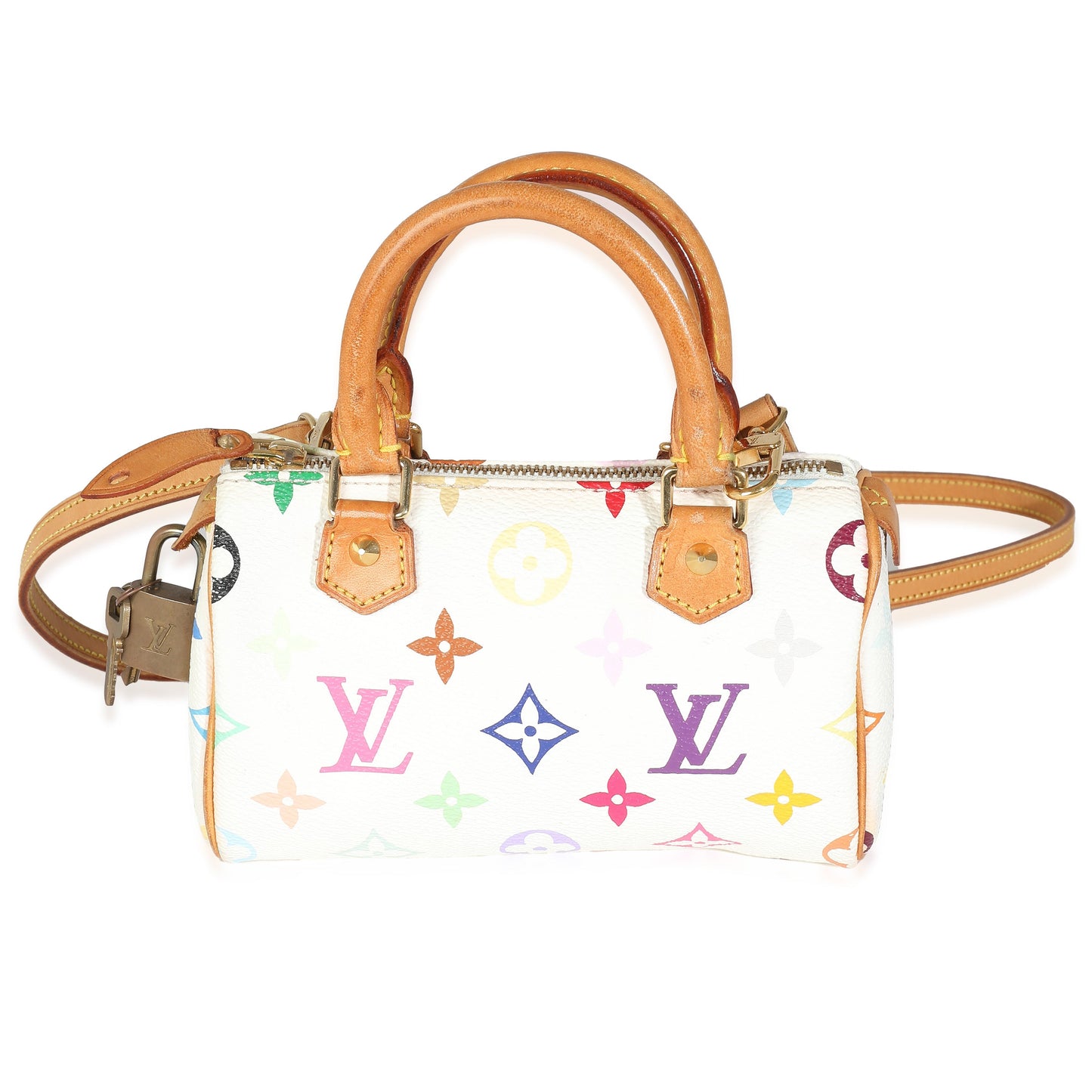 Louis Vuitton  x Takashi Murakami White Multicolor Monogram Canvas Nano Speedy