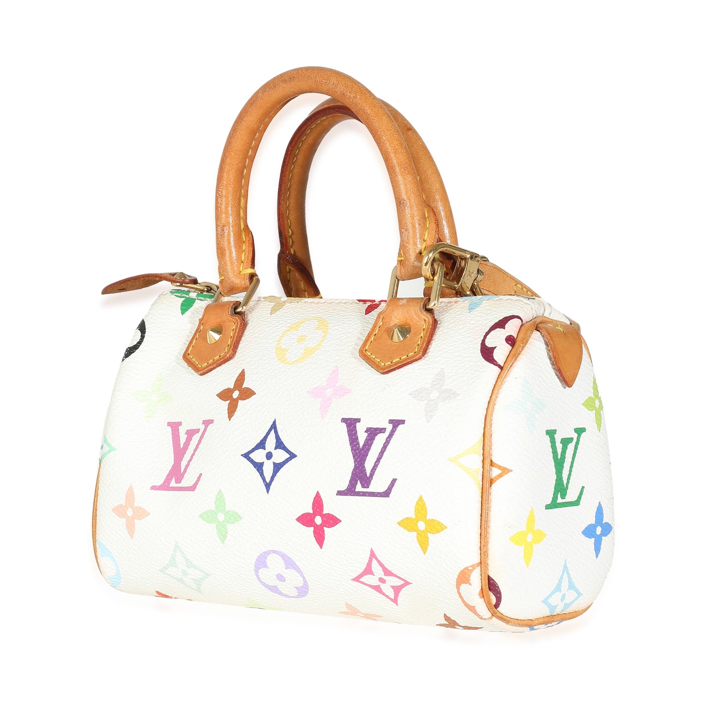 Louis Vuitton  x Takashi Murakami White Multicolor Monogram Canvas Nano Speedy
