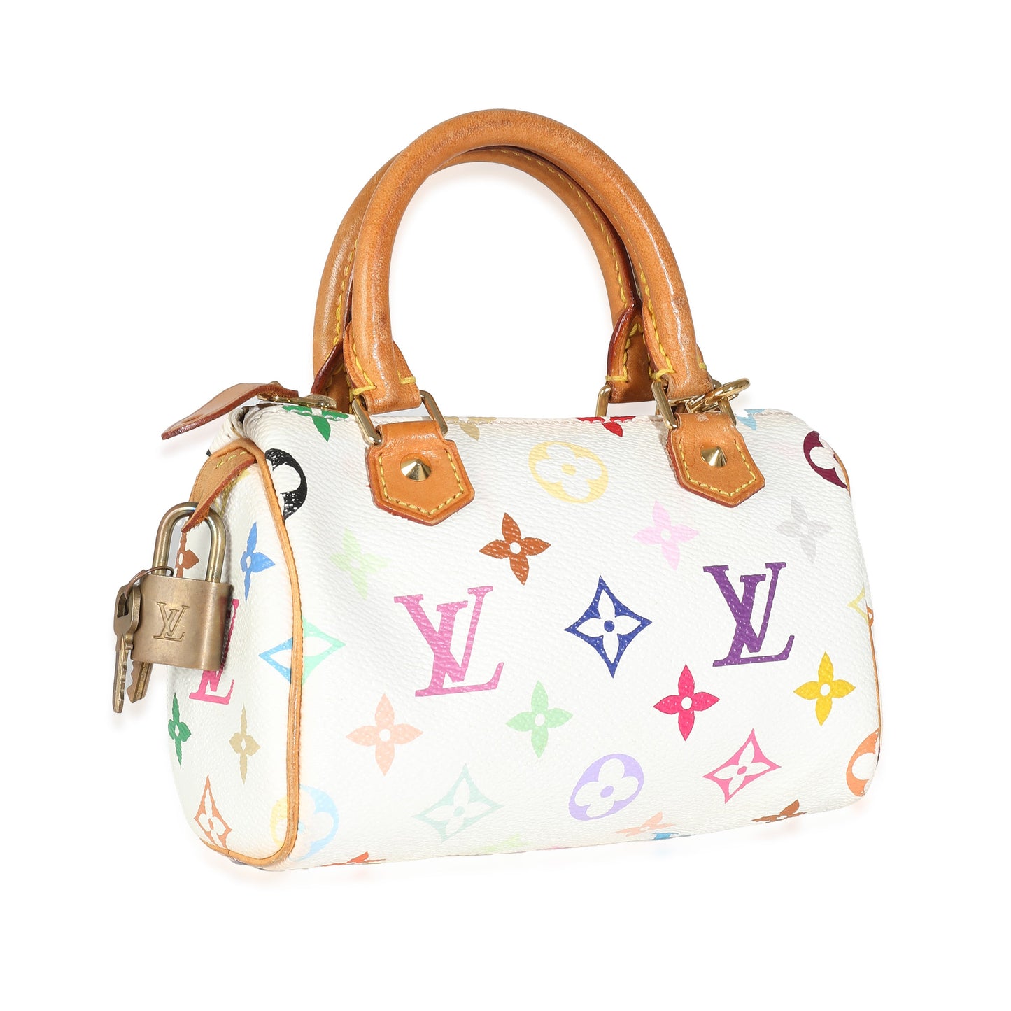 Louis Vuitton  x Takashi Murakami White Multicolor Monogram Canvas Nano Speedy