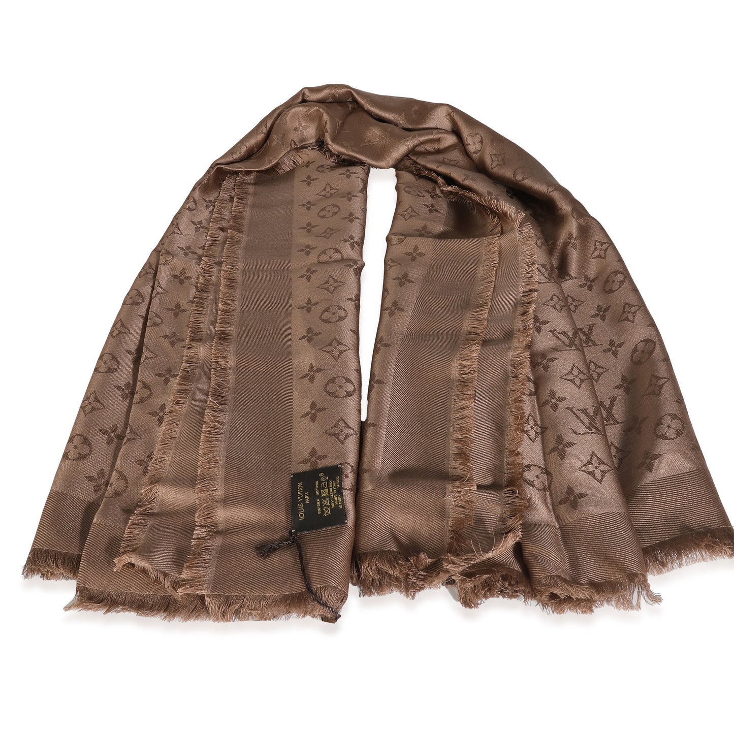 Louis Vuitton  Cappuccino Wool Silk Monogram Shine Shawl
