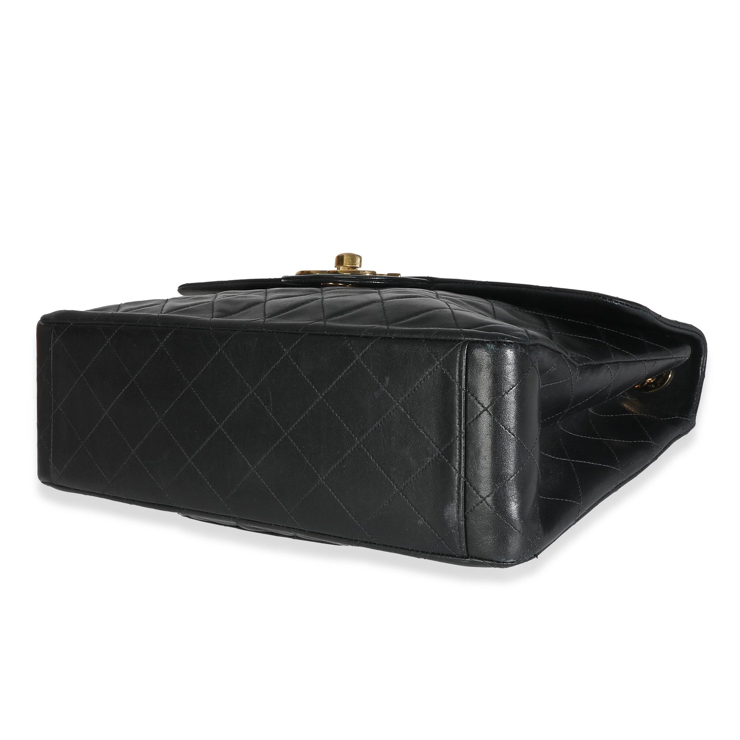 Chanel Vintage 24K Black Quilted Lambskin Maxi XL Flap Bag