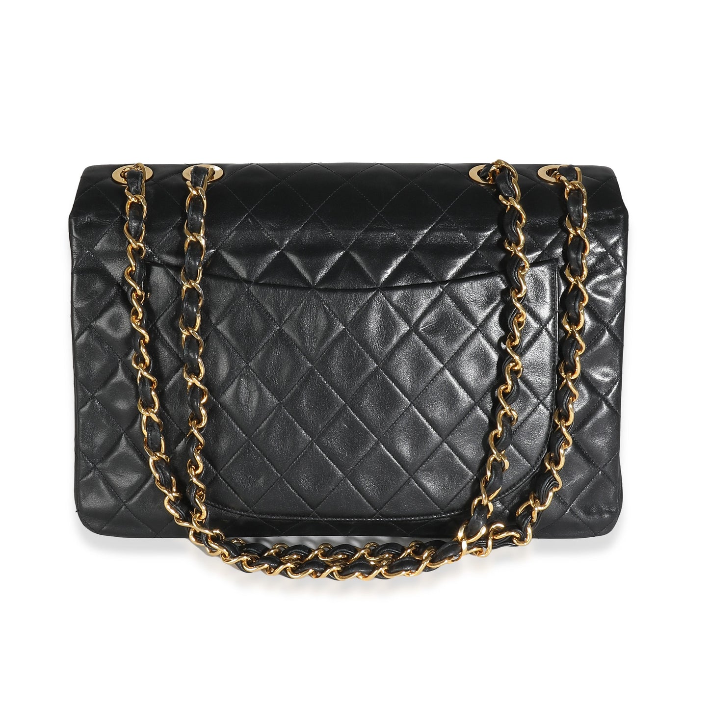 Chanel Vintage 24K Black Quilted Lambskin Maxi XL Flap Bag