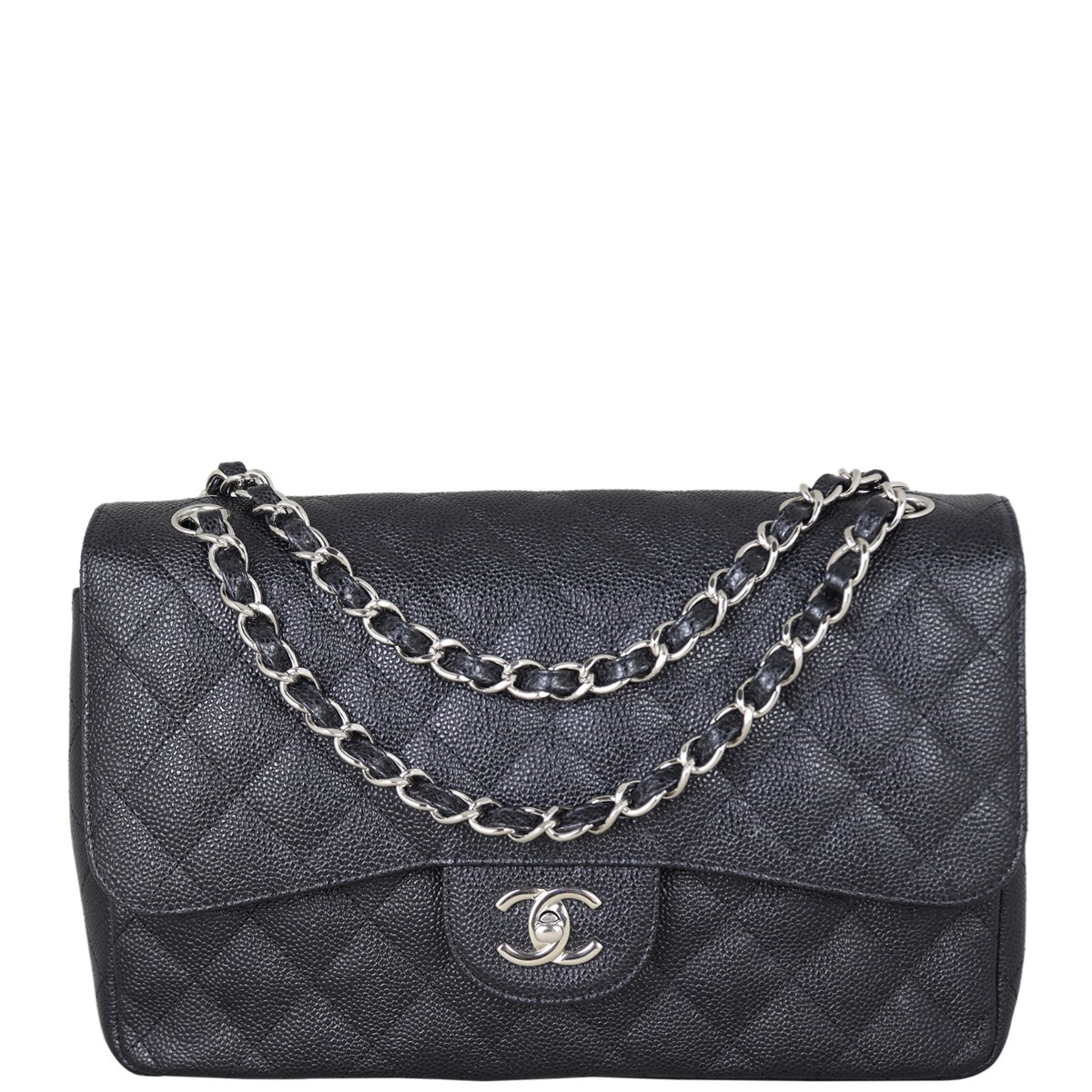 Chanel Classic Double Flap Jumbo | Black Caviar Diamond