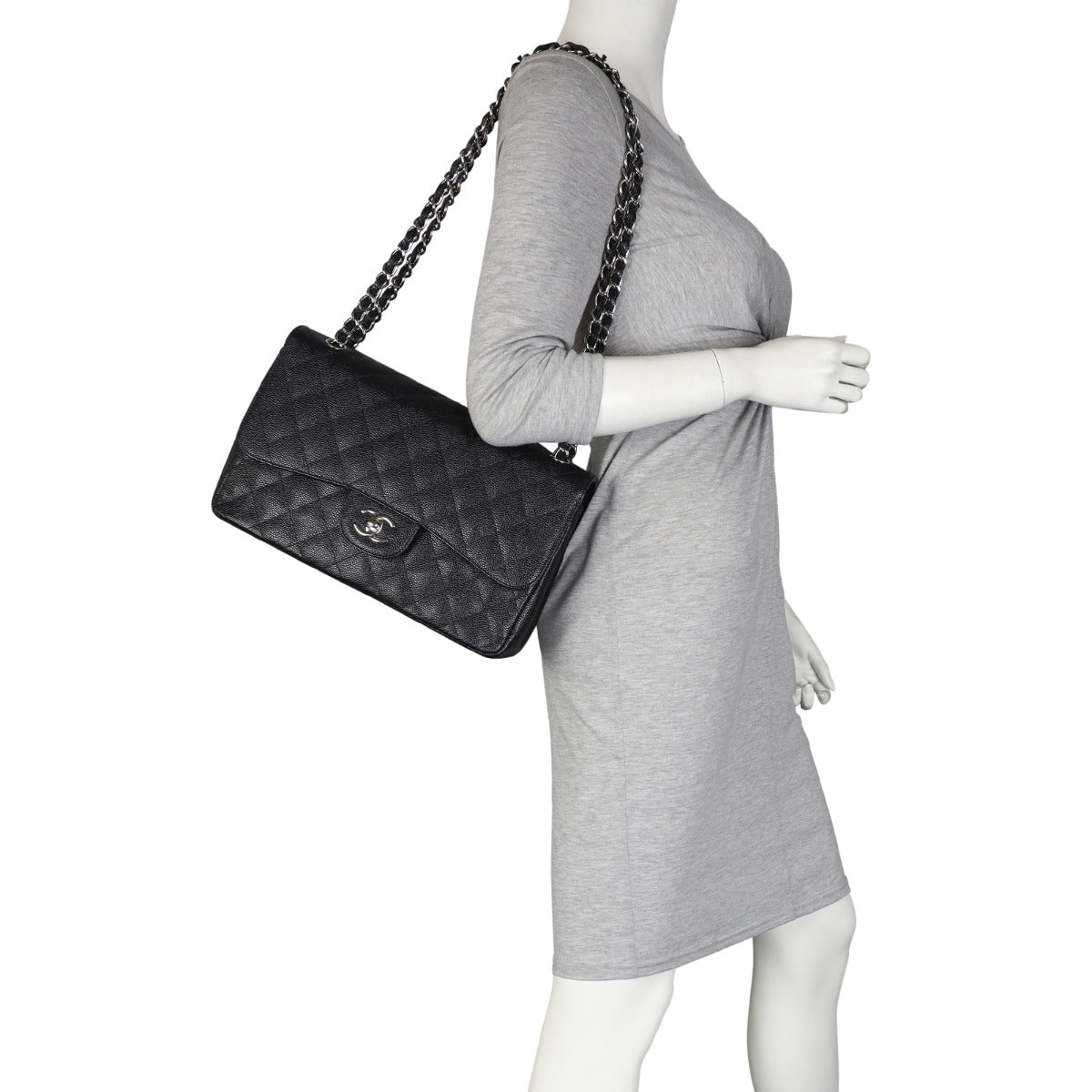 Chanel Classic Double Flap Jumbo | Black Caviar Diamond