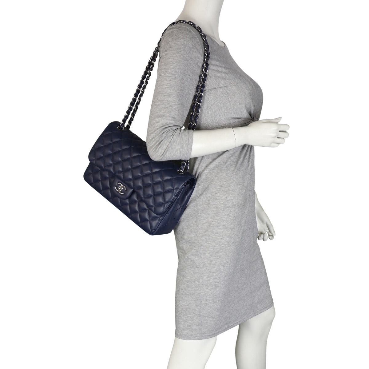 Chanel Classic Double Flap Jumbo | Navy Blue Lambskin