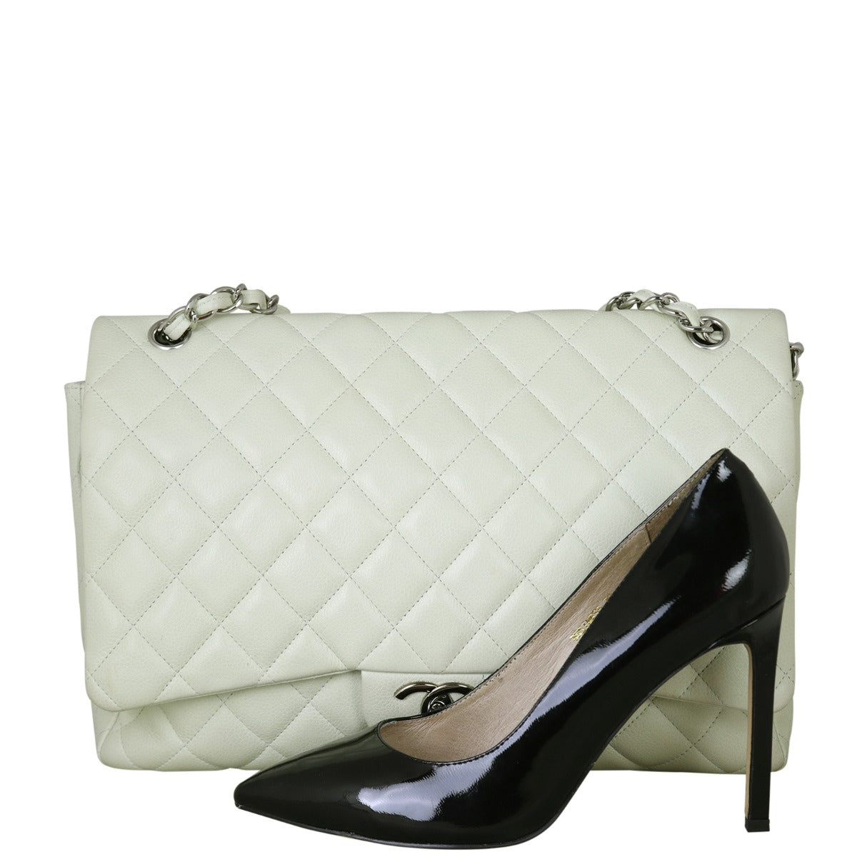 Chanel Classic Double Flap Maxi White Caviar