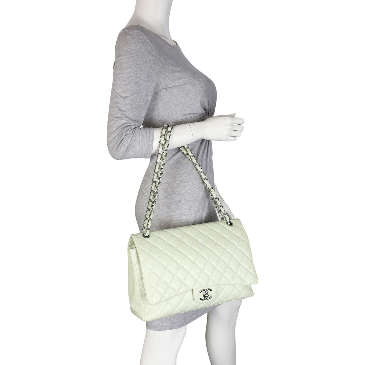 Chanel Classic Double Flap Maxi White Caviar