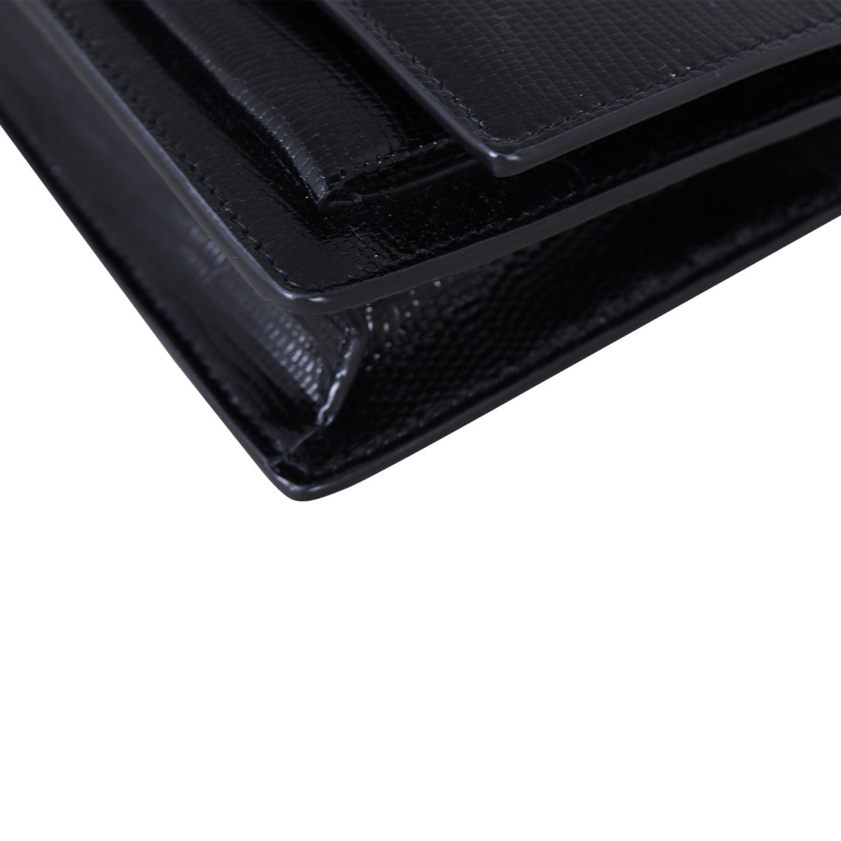 Saint Laurent Sunset Chain Wallet Lizard Embossed