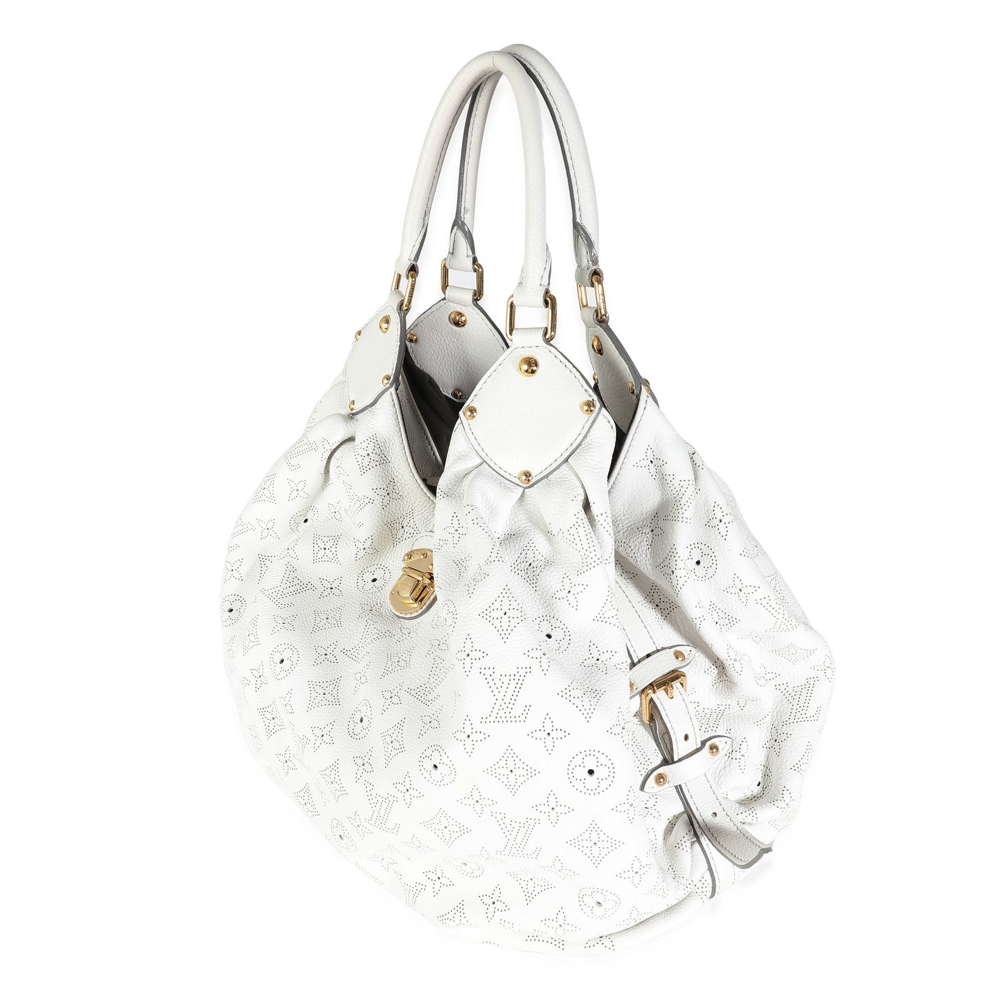 Louis Vuitton White Monogram Mahina XL Hobo
