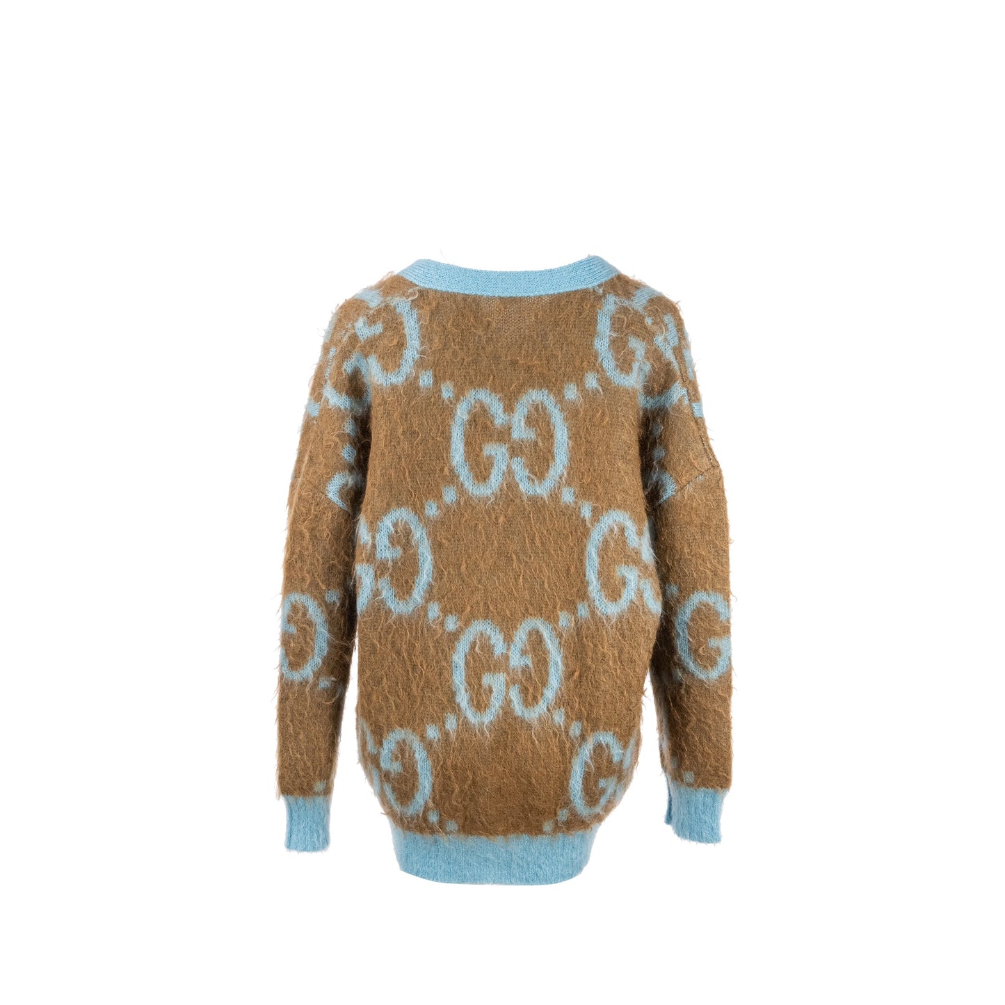 Gucci Size S Reversible Cardigan Mohair/Polyamide/Wool Light Blue/Brown