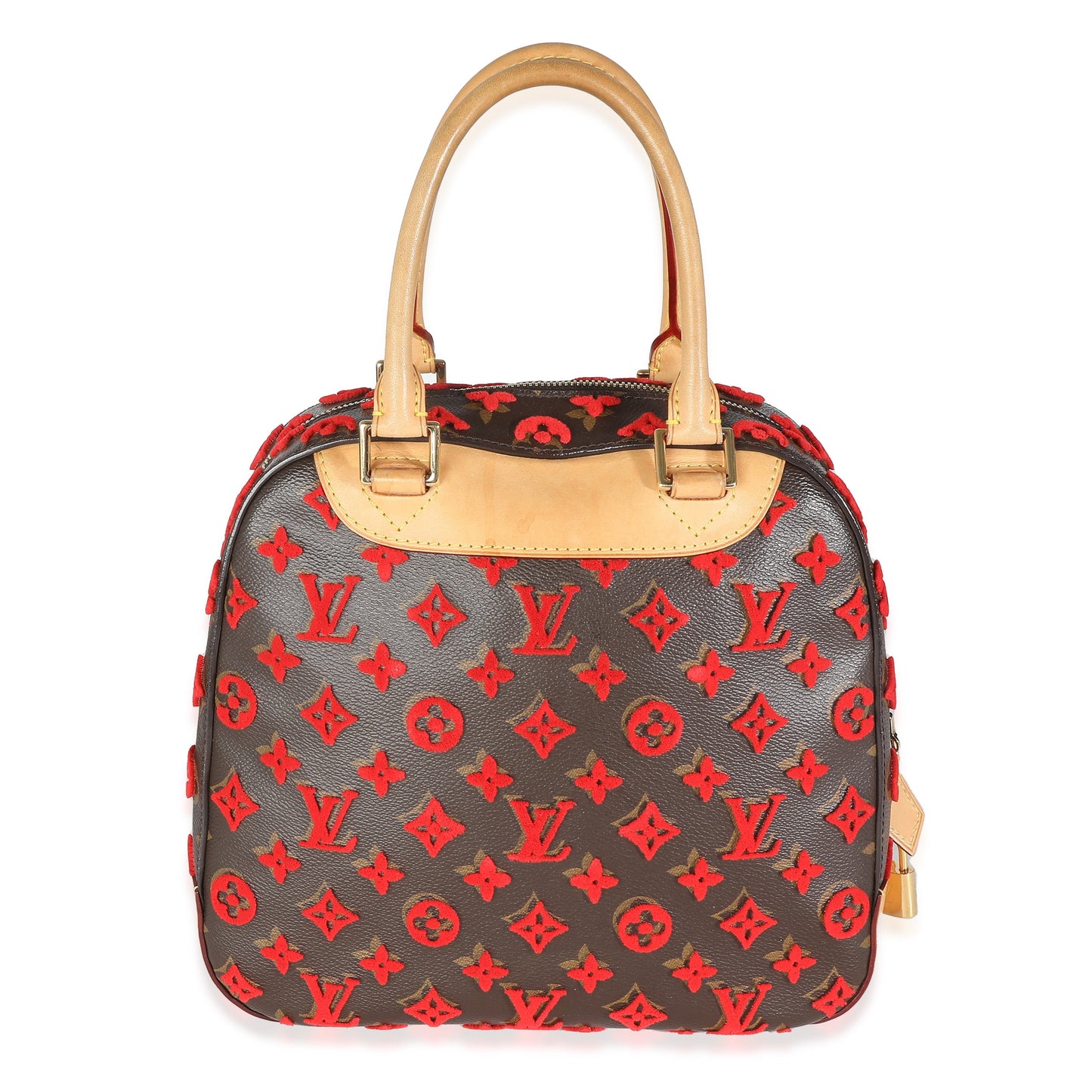 Louis Vuitton Red Tuffetage Monogram Canvas Deauville Cube