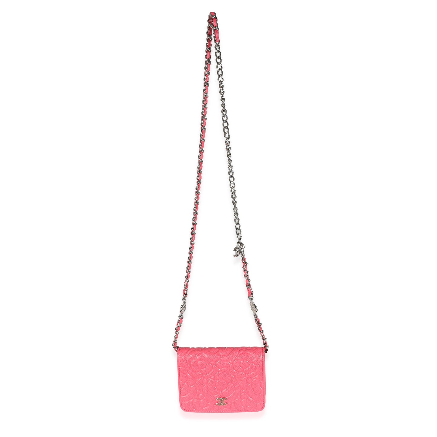 Chanel Pink Caviar Camellia Embossed Chain Belt Bag