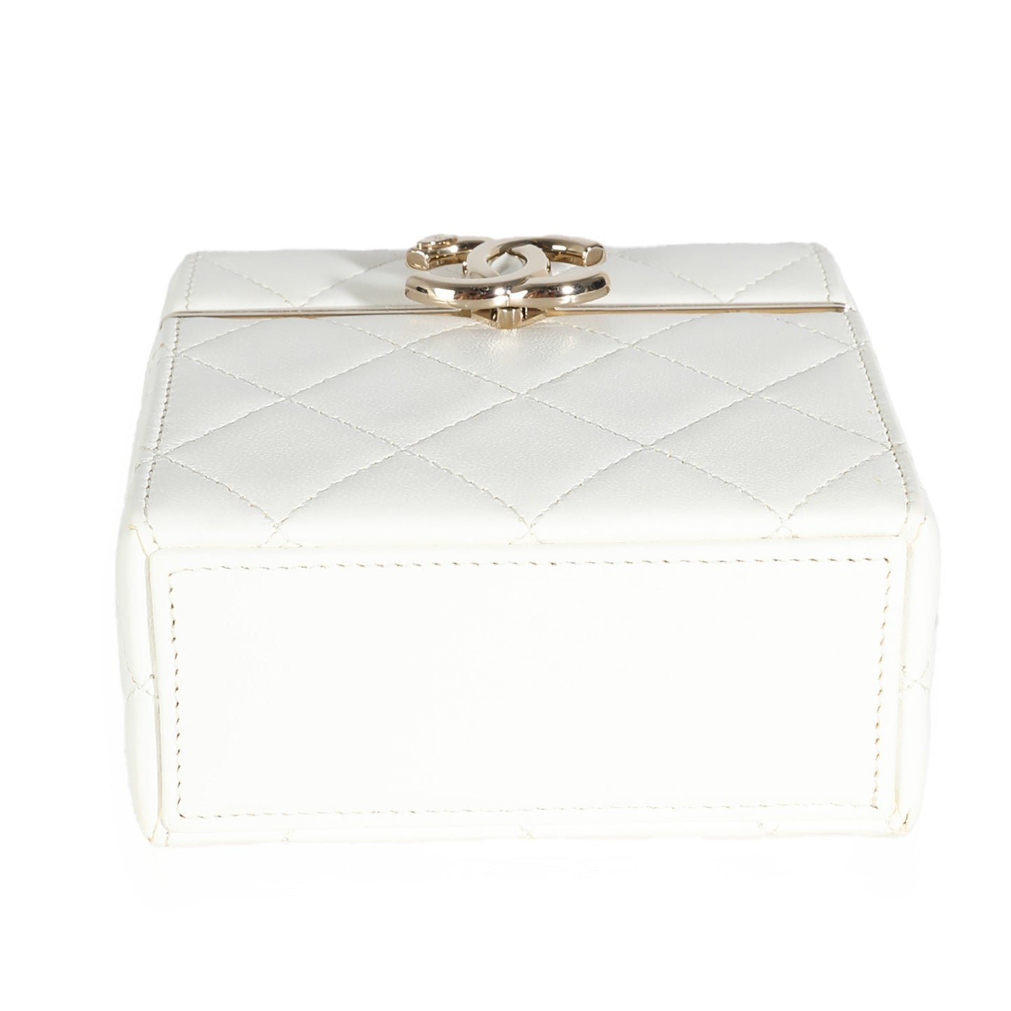 Chanel 22P White Quilted Lambskin Mini Box Clutch