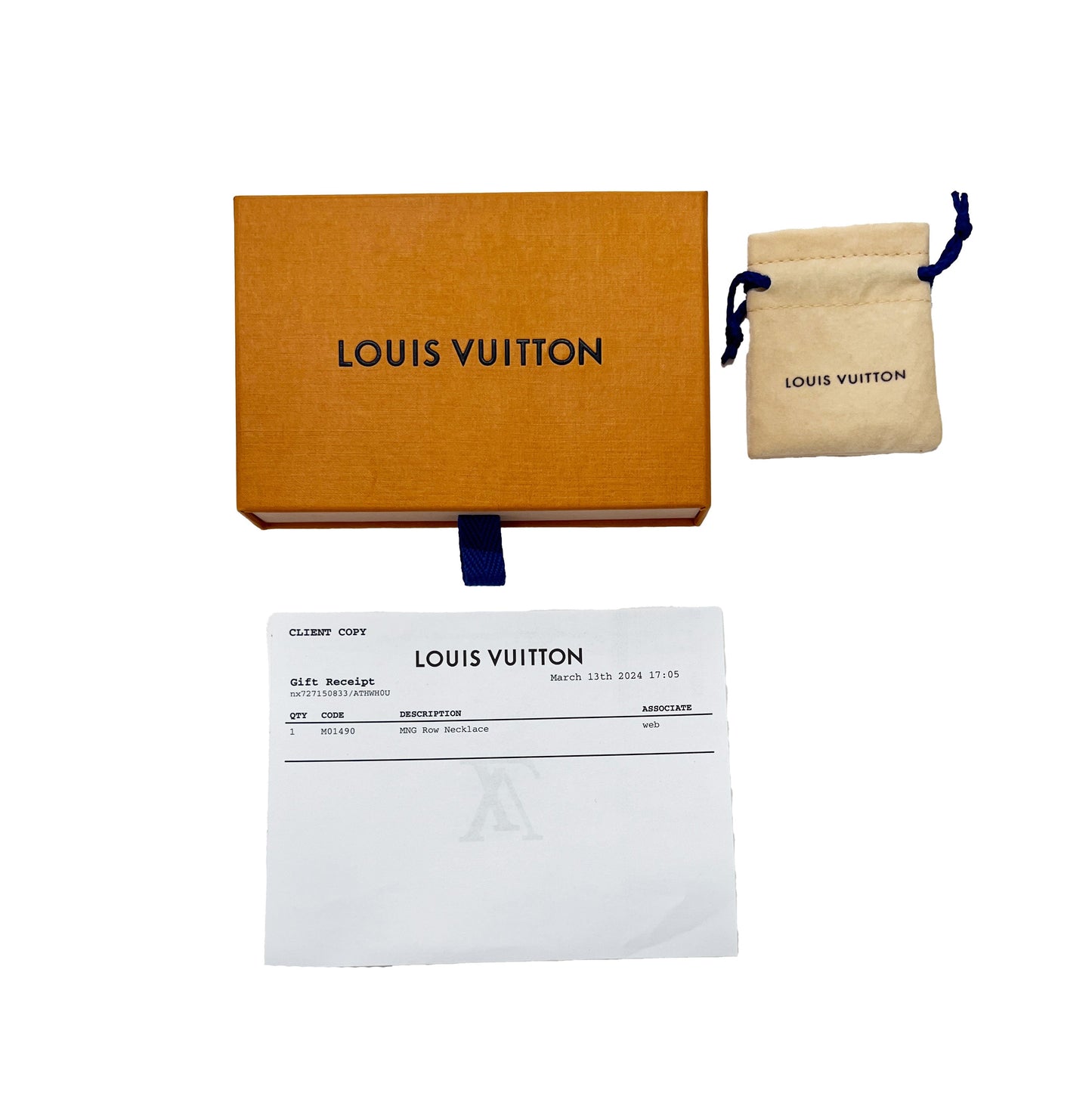 Louis Vuitton Sier ToneMonogram Row Necklace