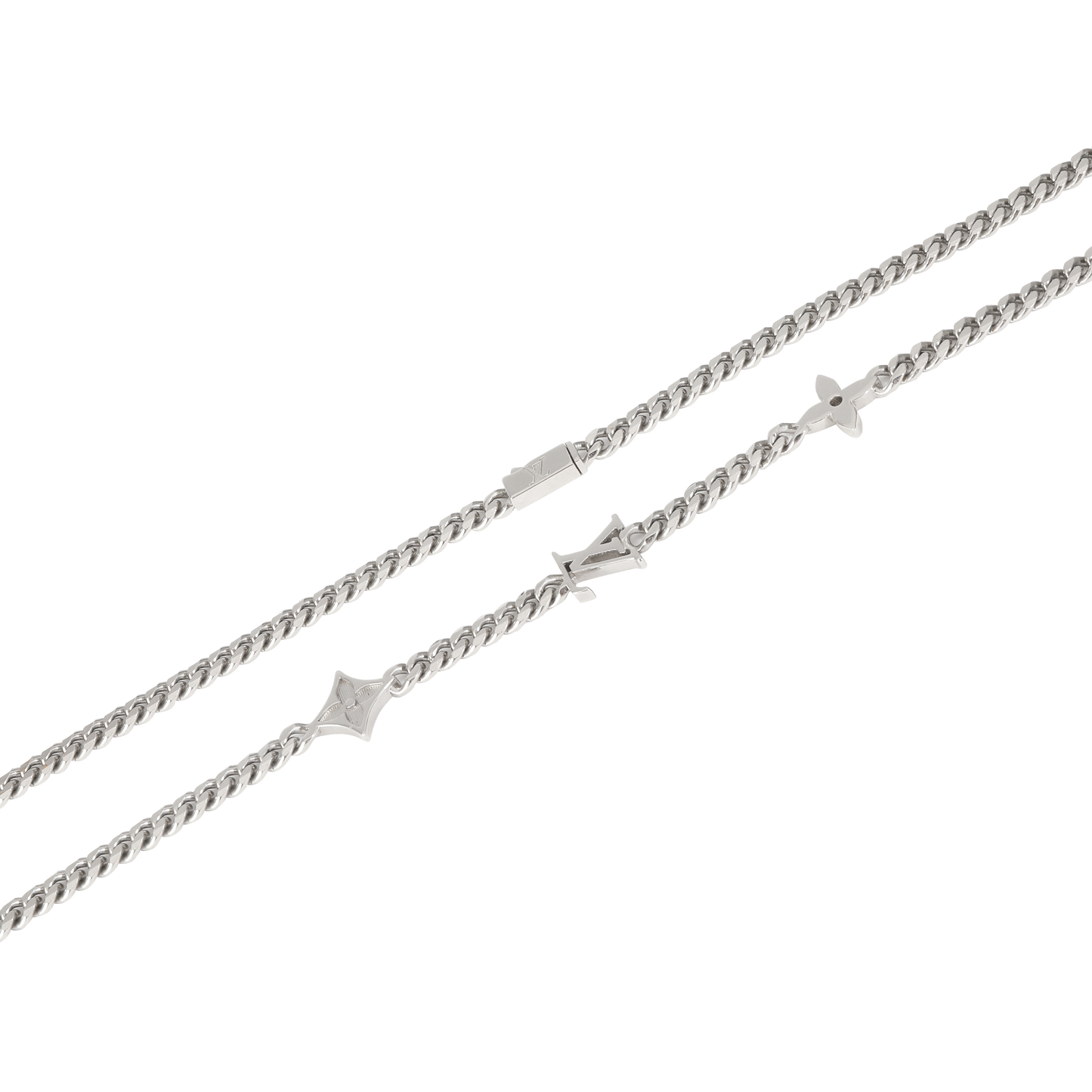 Louis Vuitton Sier ToneMonogram Row Necklace